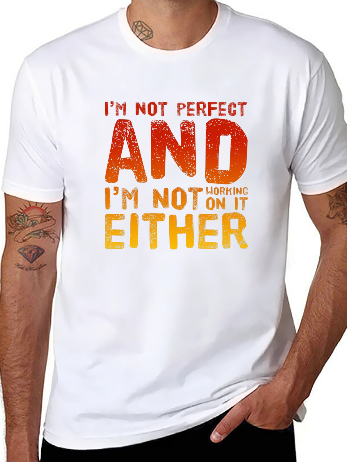 Black Funny Slogan T-Shirt - I'm Not Perfect view 8
