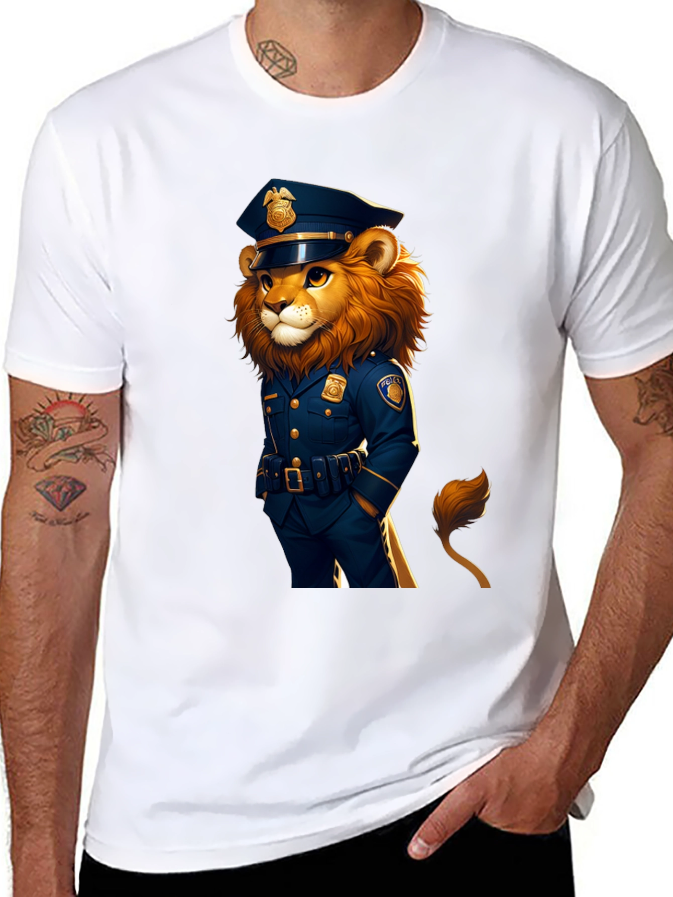 Black Lion Police Officer Graphic Tee view 8
