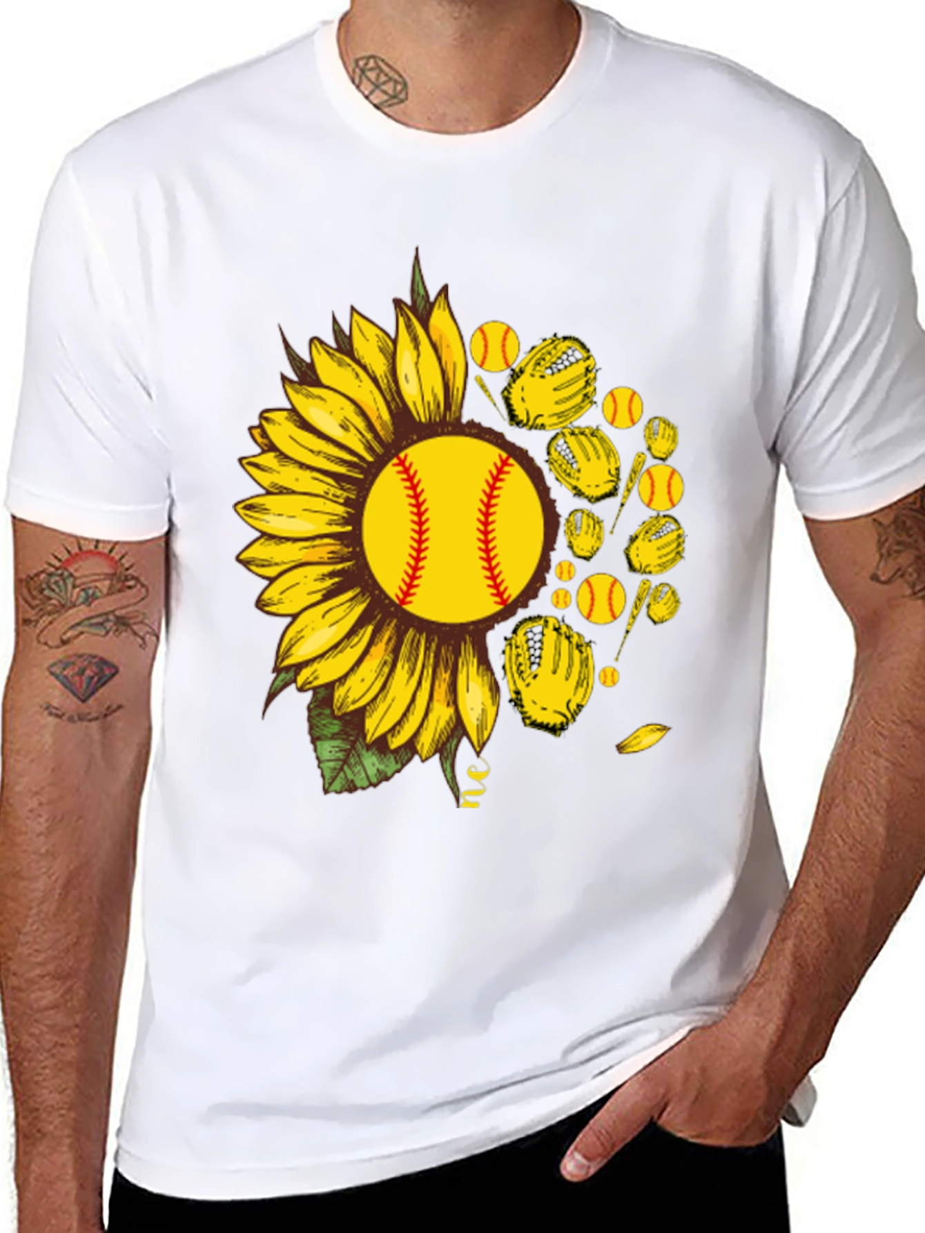 Black Sunflower Softball Graphic T-Shirt view 8