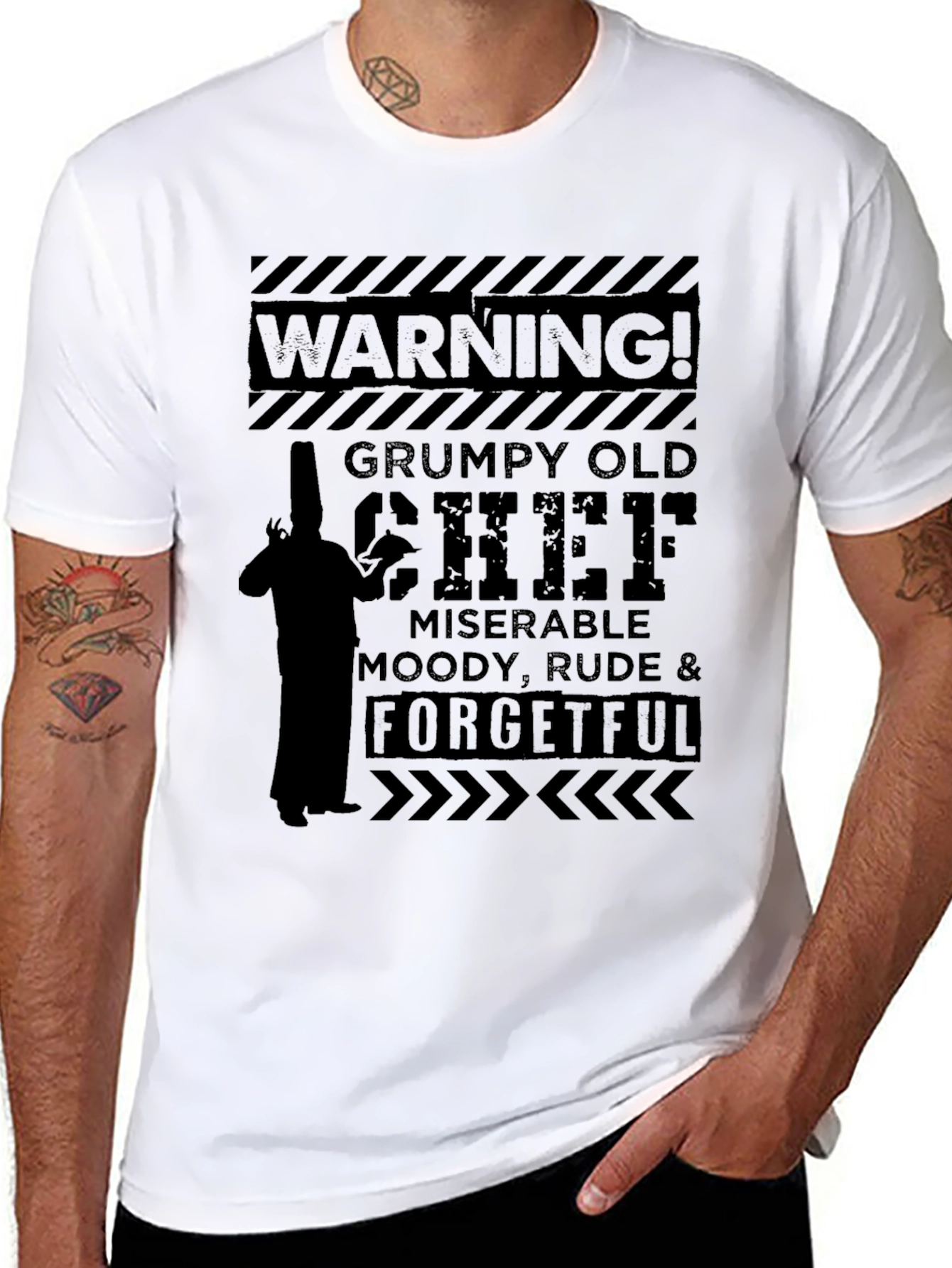 Black Grumpy Old Chef T-Shirt - Funny Kitchen Apparel view 8
