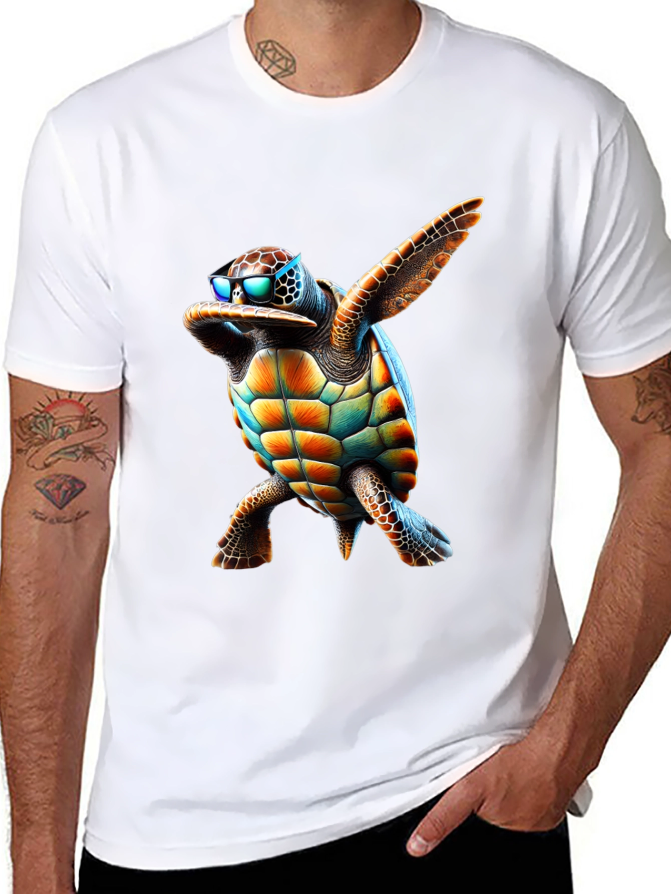 Black Dabbing Turtle Graphic Tee - Cool & Fun view 8