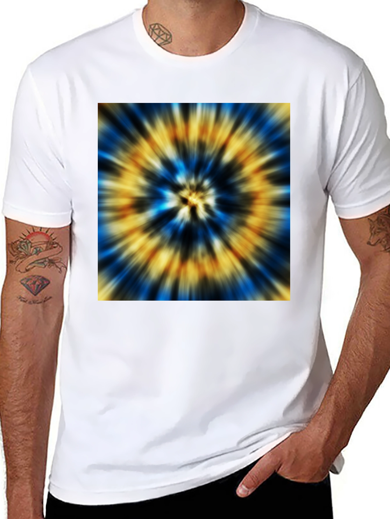 Black Vibrant Tie-Dye Graphic Black T-Shirt view 8