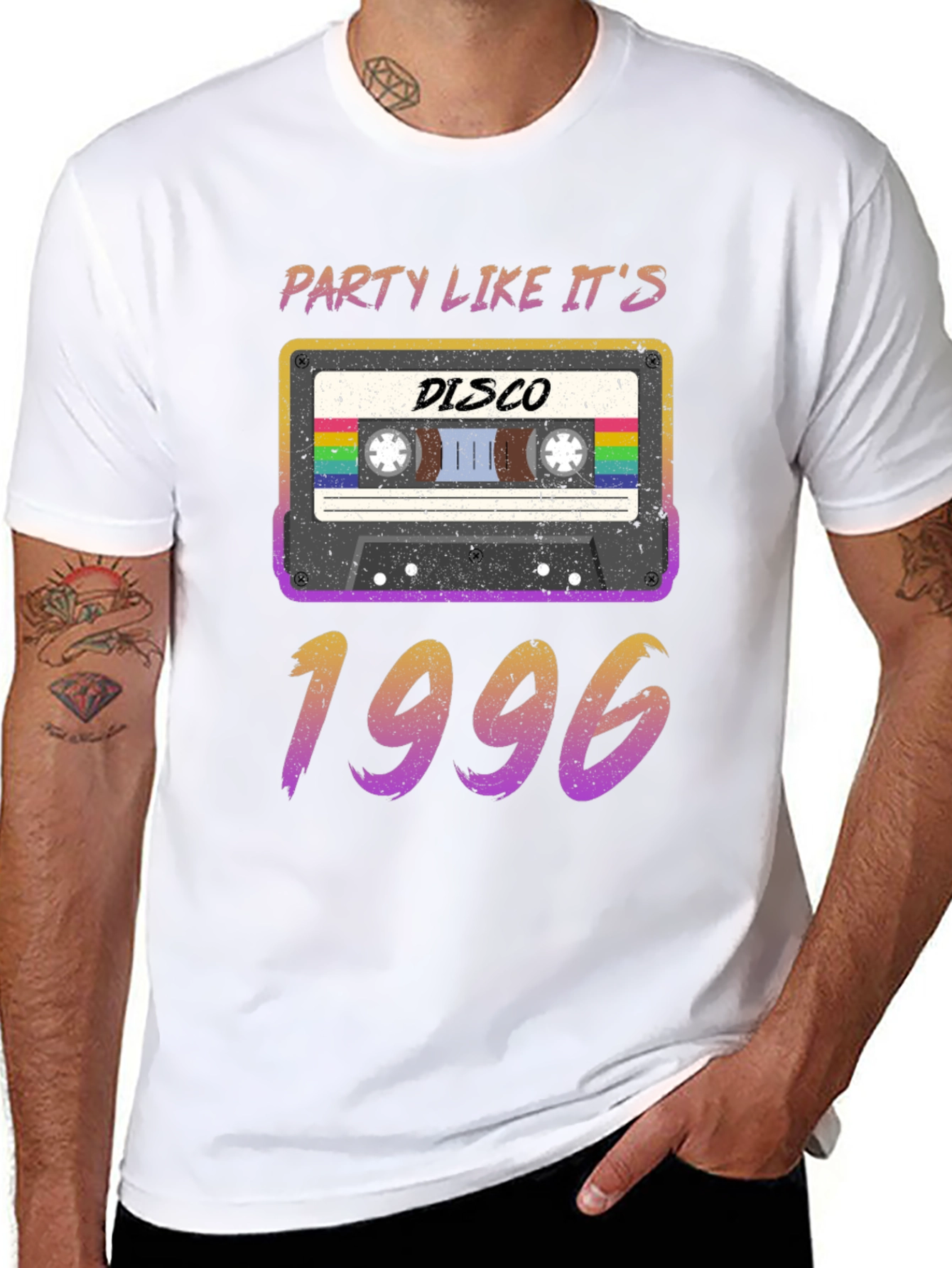 Black Party Like It's 1996 Disco Cassette Tape T-Shirt view 8