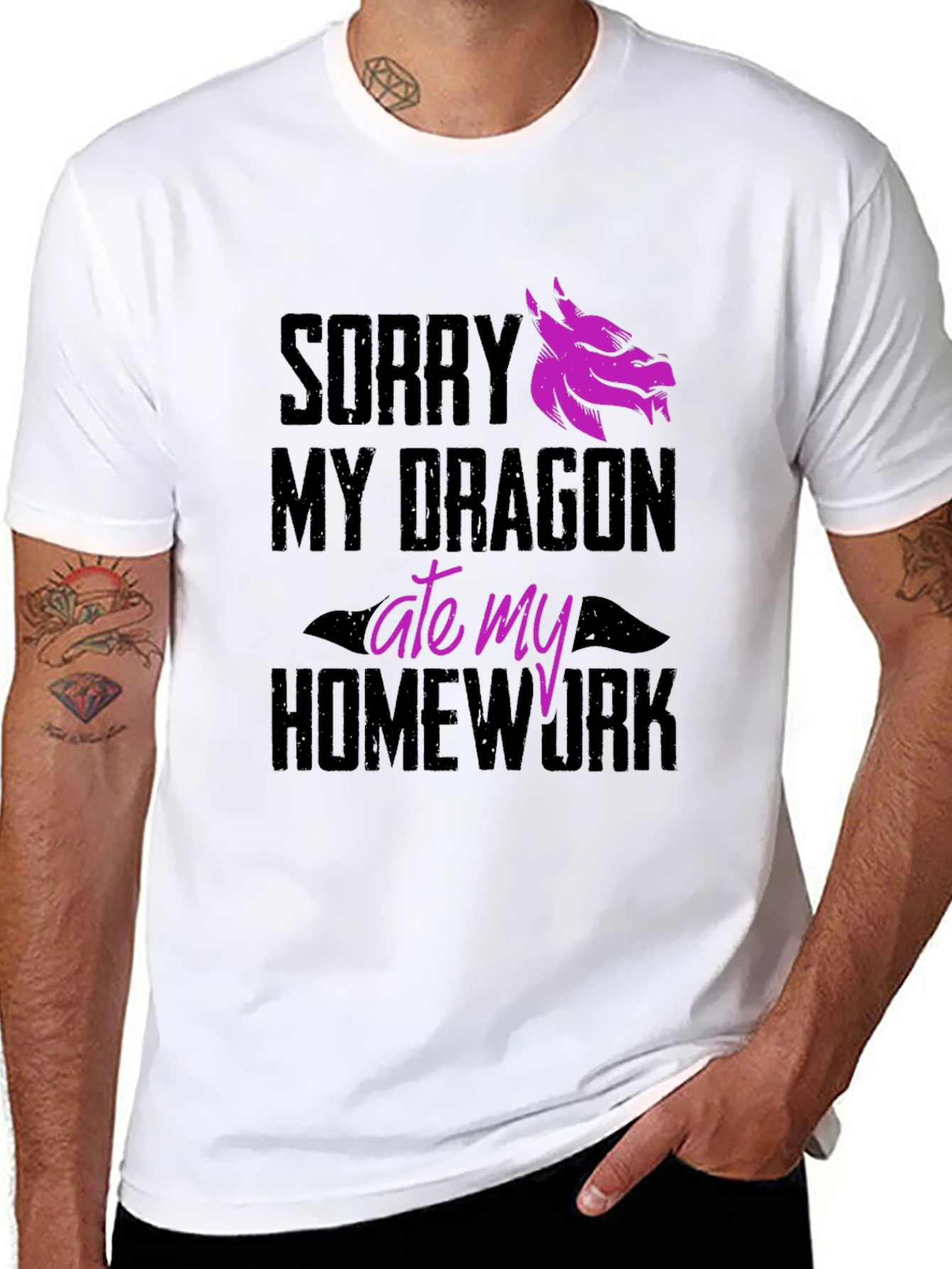 Black Dragon Ate My Homework Funny Graphic Tee view 8