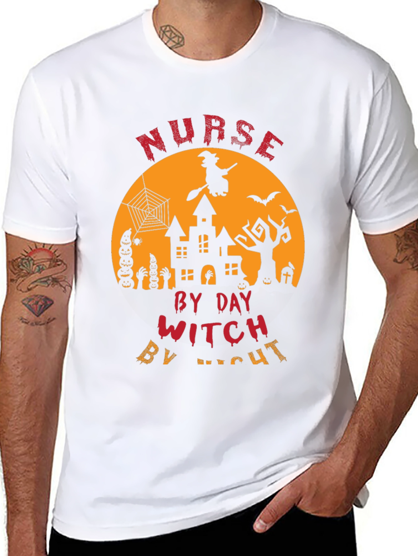 Black Nurse Witch Halloween T-Shirt view 8