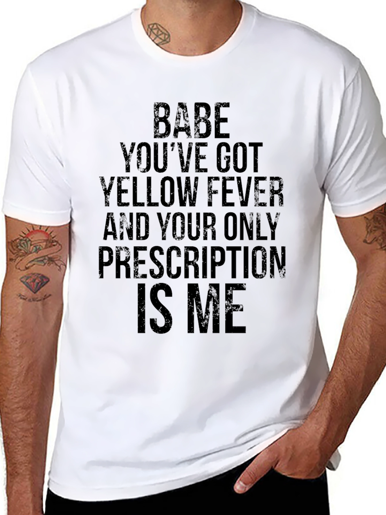 Black Funny "Yellow Fever" Prescription T-Shirt view 8