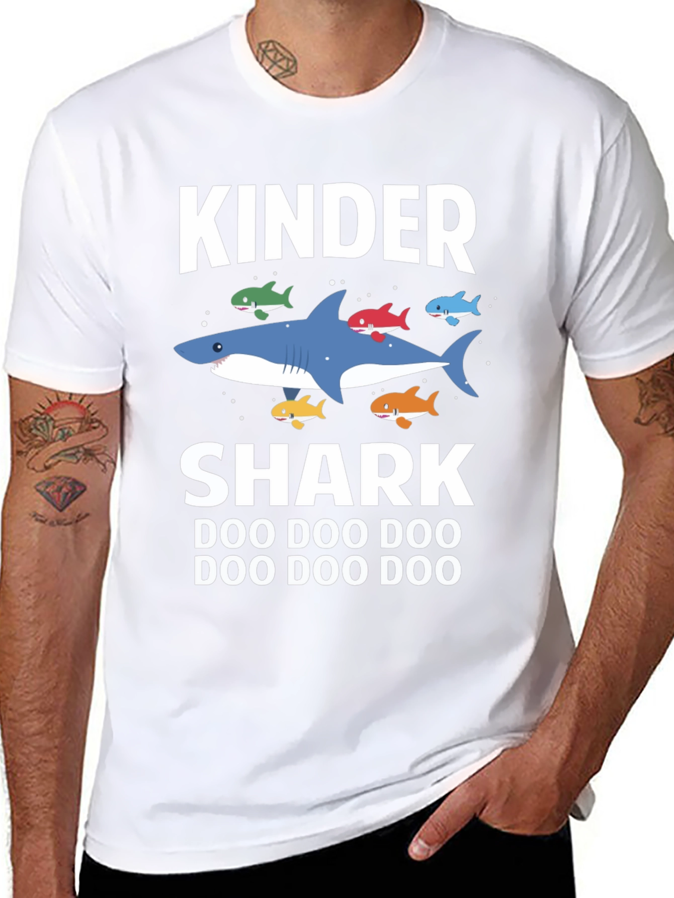 Black Kinder Shark Doo Doo Doo T-Shirt view 8