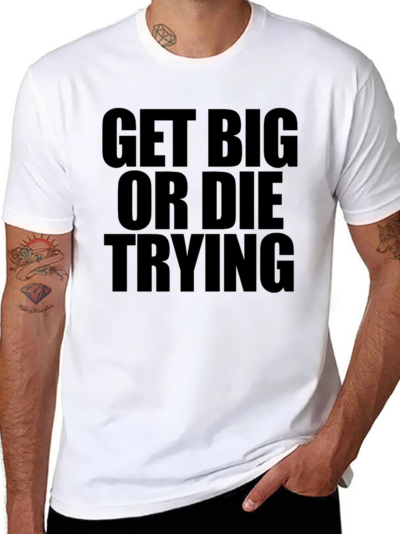 Black Get Big or Die Trying Black T-Shirt view 8