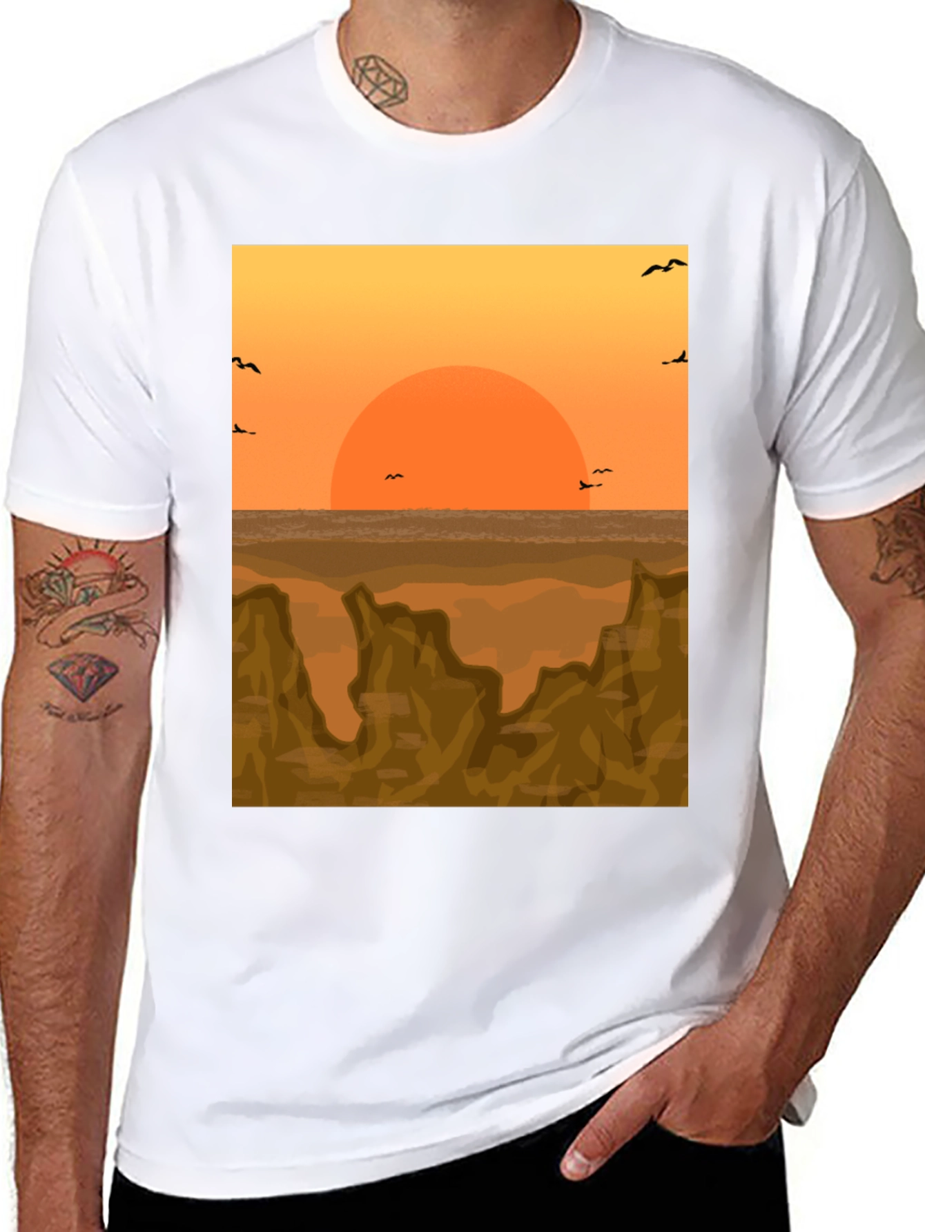 Black Sunset Landscape Graphic Tee view 8