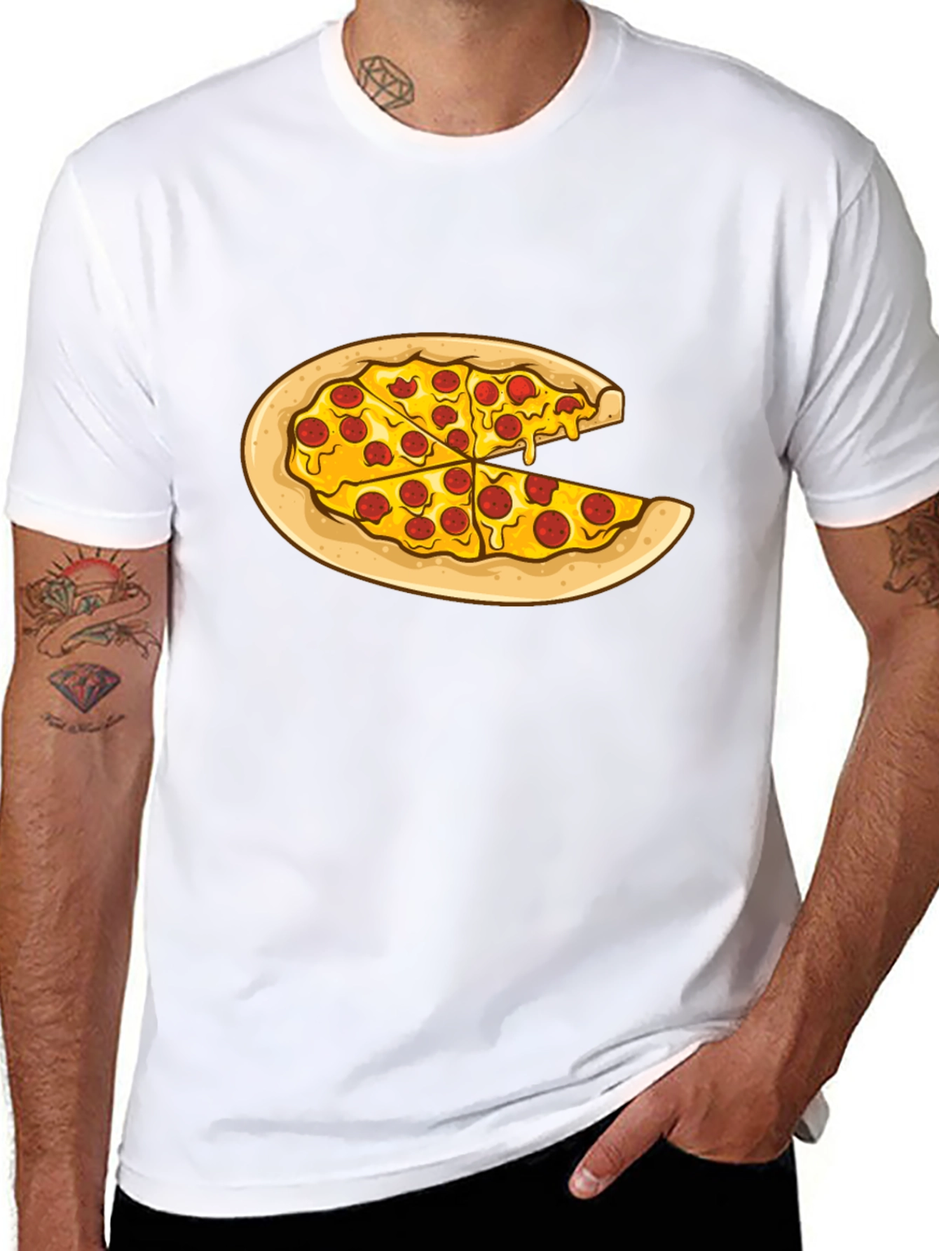 Black Pizza Slice Graphic Tee - Casual Comfort view 8