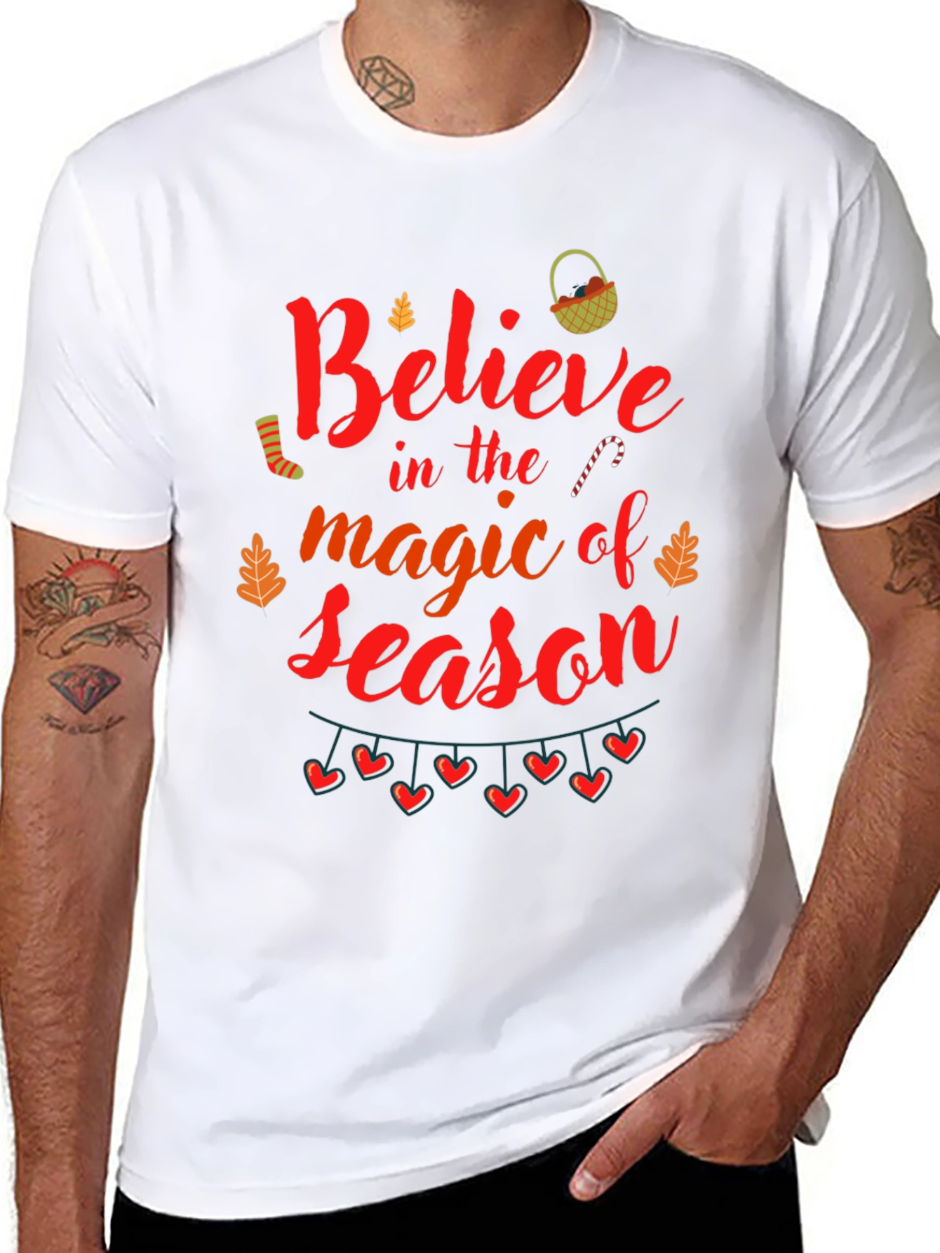 Black Believe Magic Season T-Shirt - Holiday Festive Tee view 8