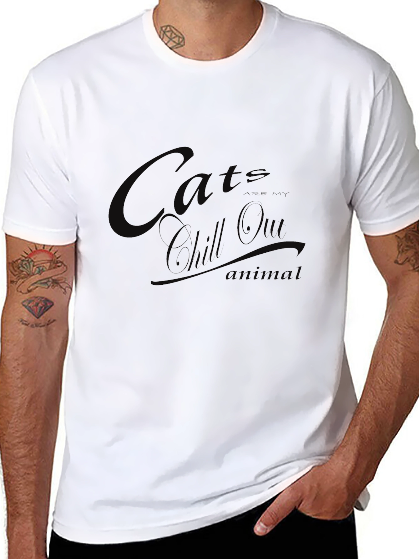 Black Chill Out Cats T-Shirt - Black Crew Neck Tee view 8