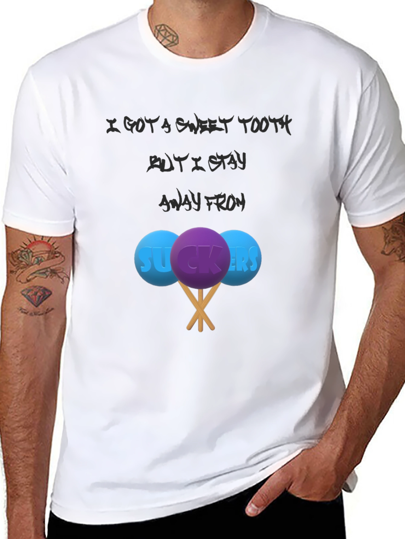 Black Sweet Tooth Sucker T-Shirt - Funny Graphic Tee view 8
