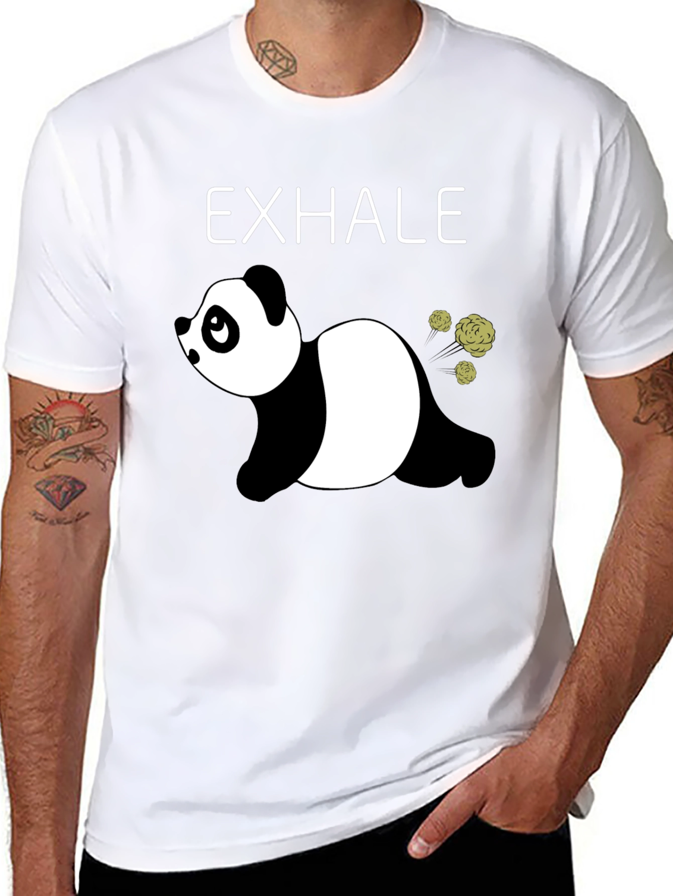Black Exhale Panda Graphic Tee - Relax & Unwind view 8