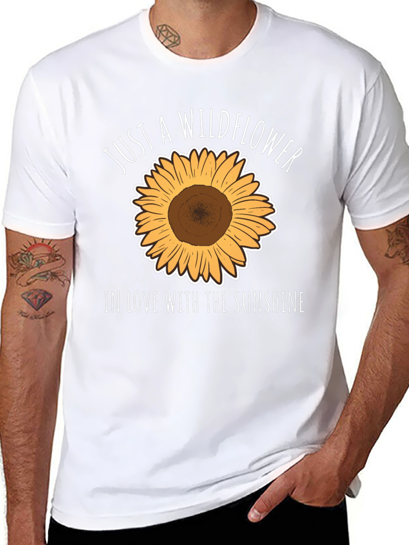 Black Wildflower & Sunshine Graphic Tee - Black Casual T-Shirt view 8