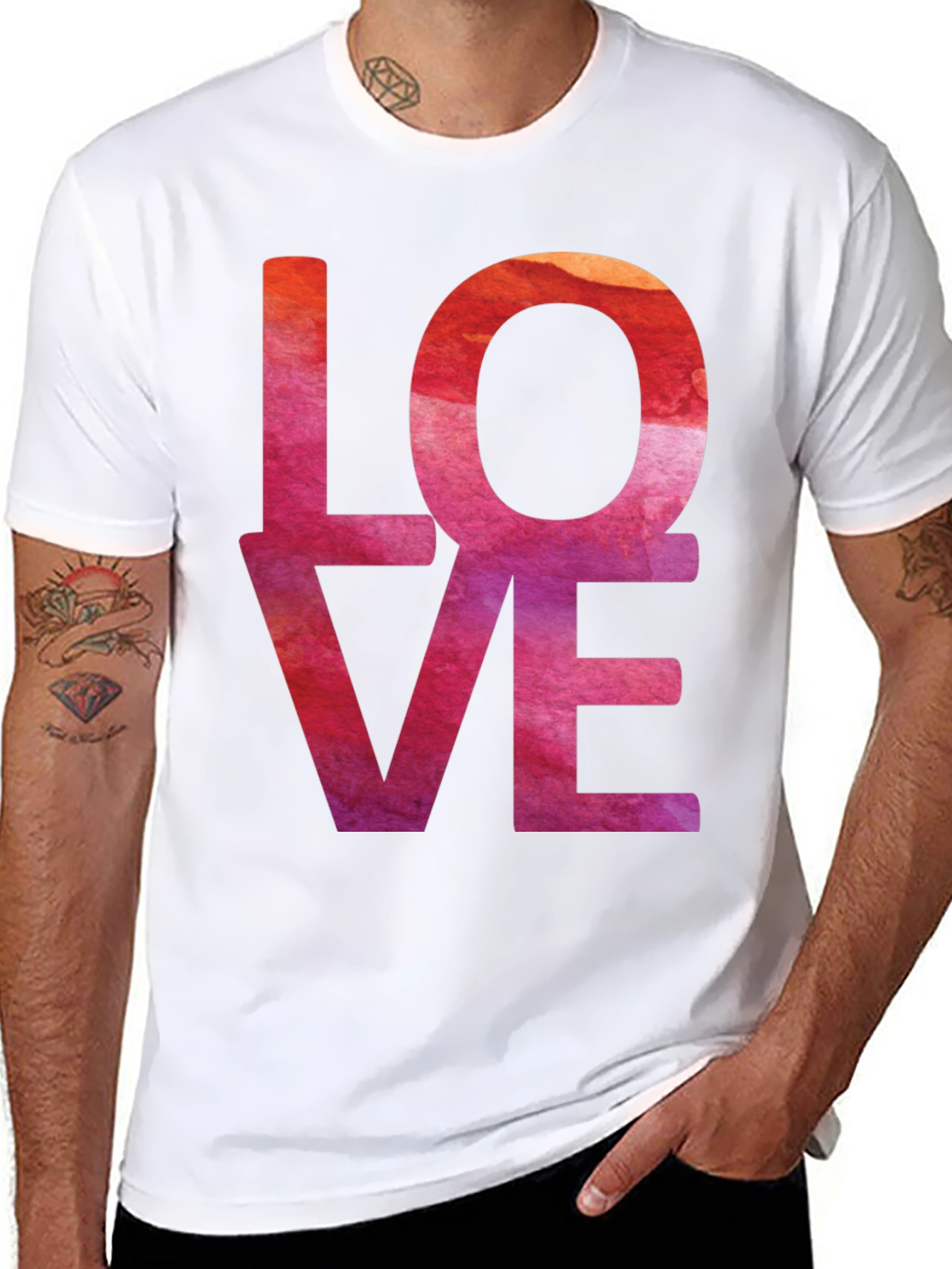 Black Watercolor Love T-Shirt - Artistic Graphic Tee view 8
