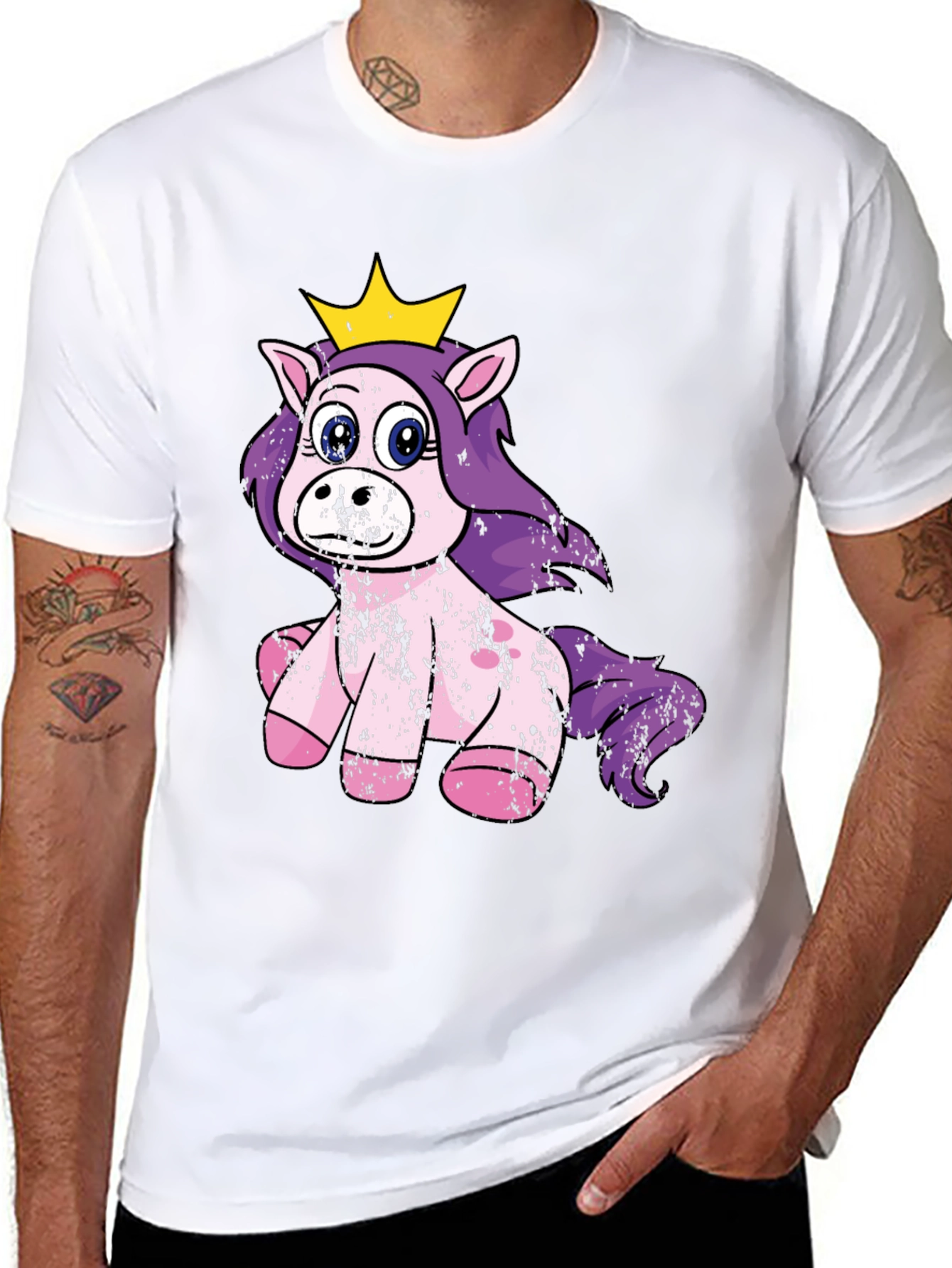 Black Cute Princess Unicorn Black T-Shirt view 8