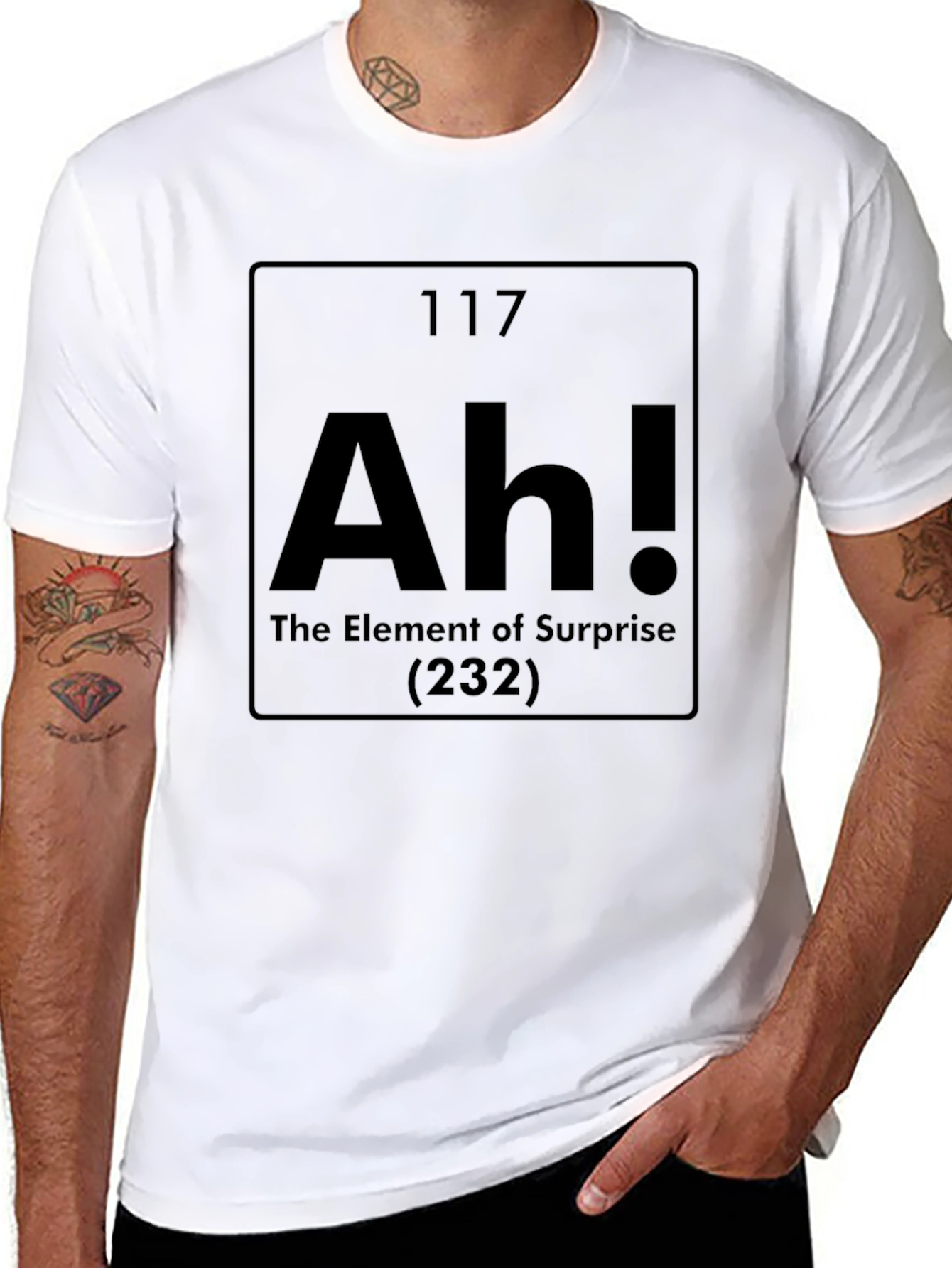 Black Ah! Element of Surprise Funny Science T-Shirt view 8