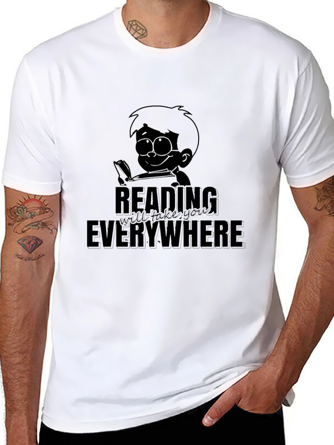 Black Reading Everywhere Graphic T-Shirt view 8