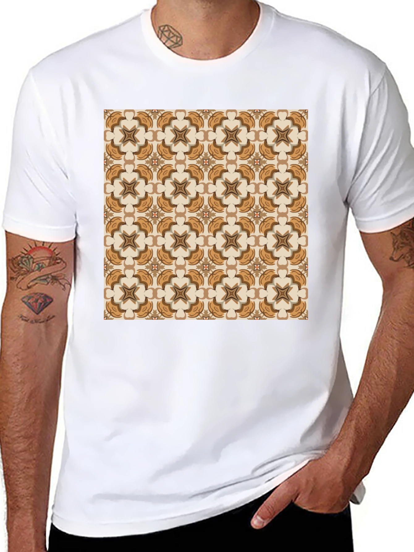 Black Patterned Graphic Tee - Stylish Design view 8