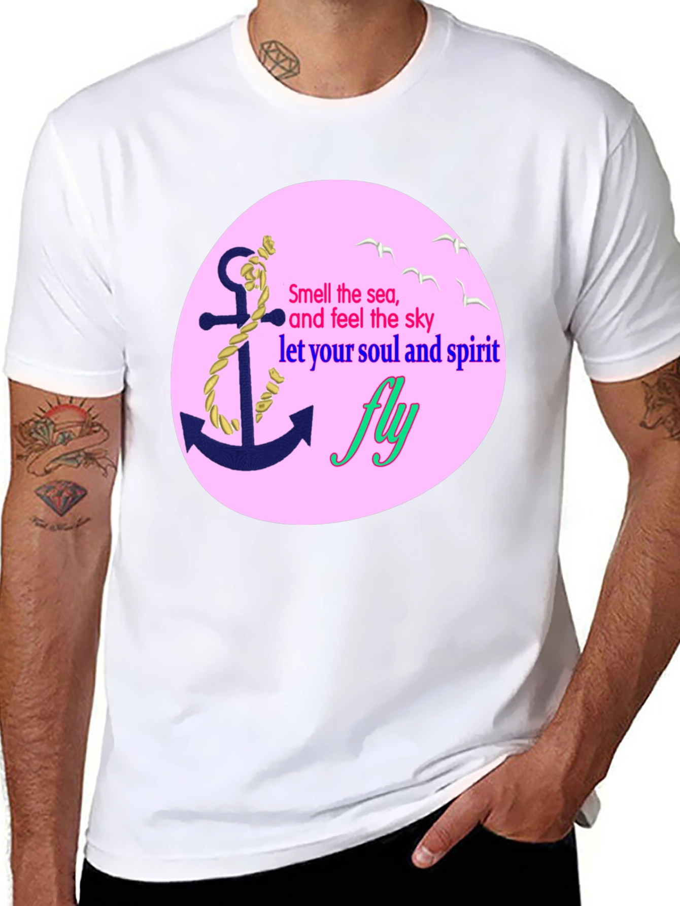 Black Nautical Dreamer Tee - Anchor & Sea Inspired Design view 8