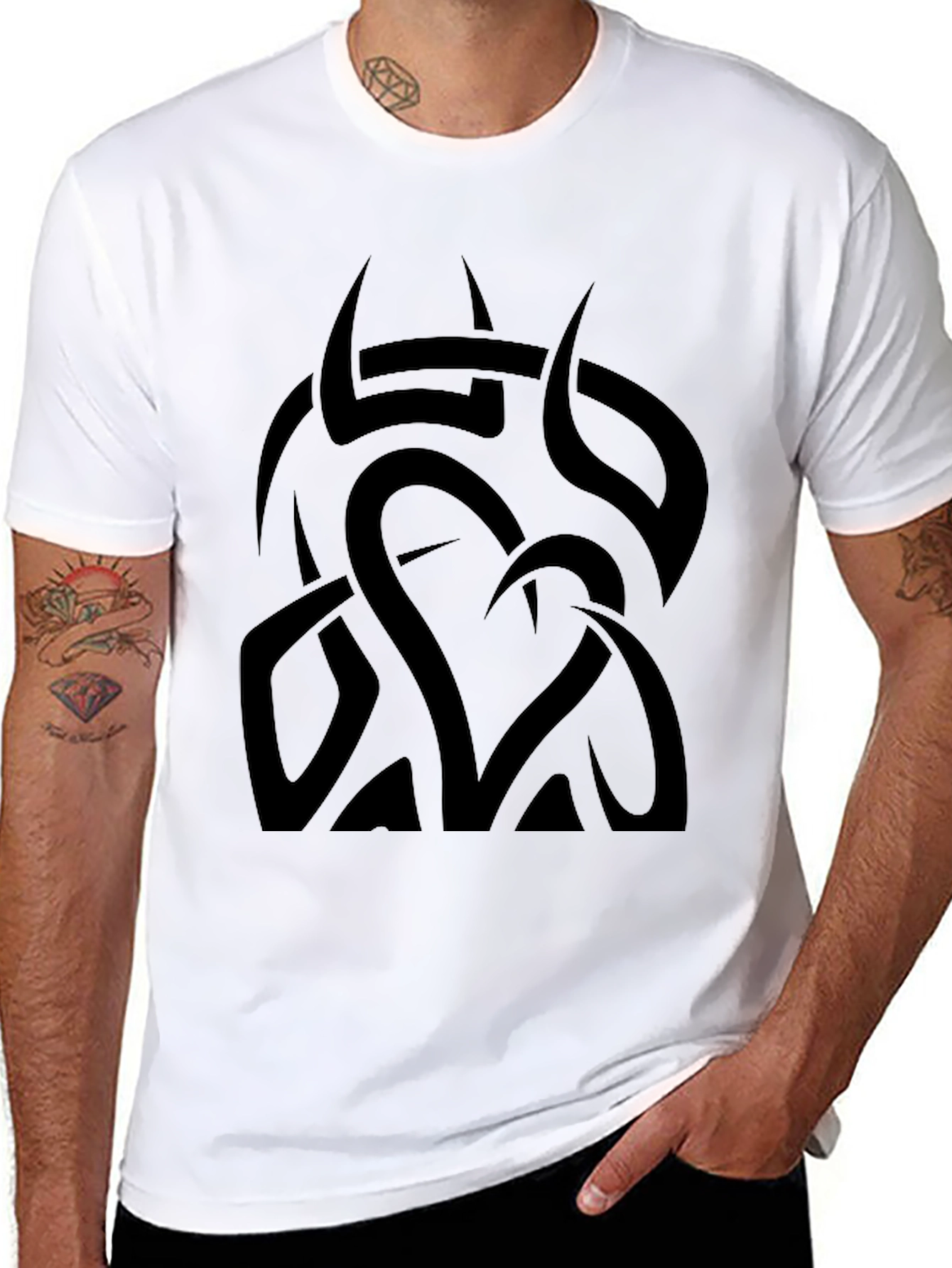 Black Tribal Heart Tee - Men's Graphic T-Shirt view 8