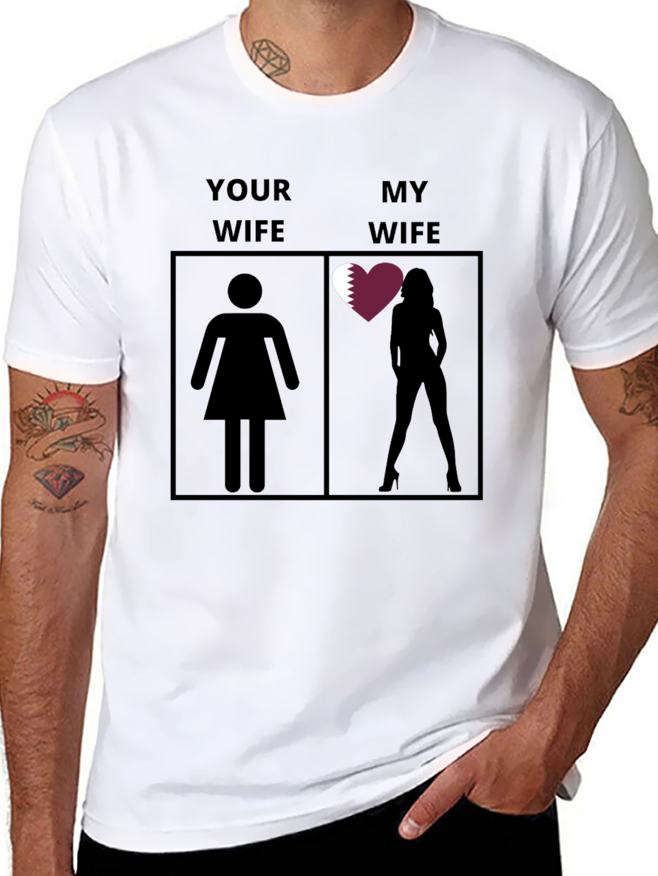 Black Funny "My Wife" Qatar T-Shirt view 8