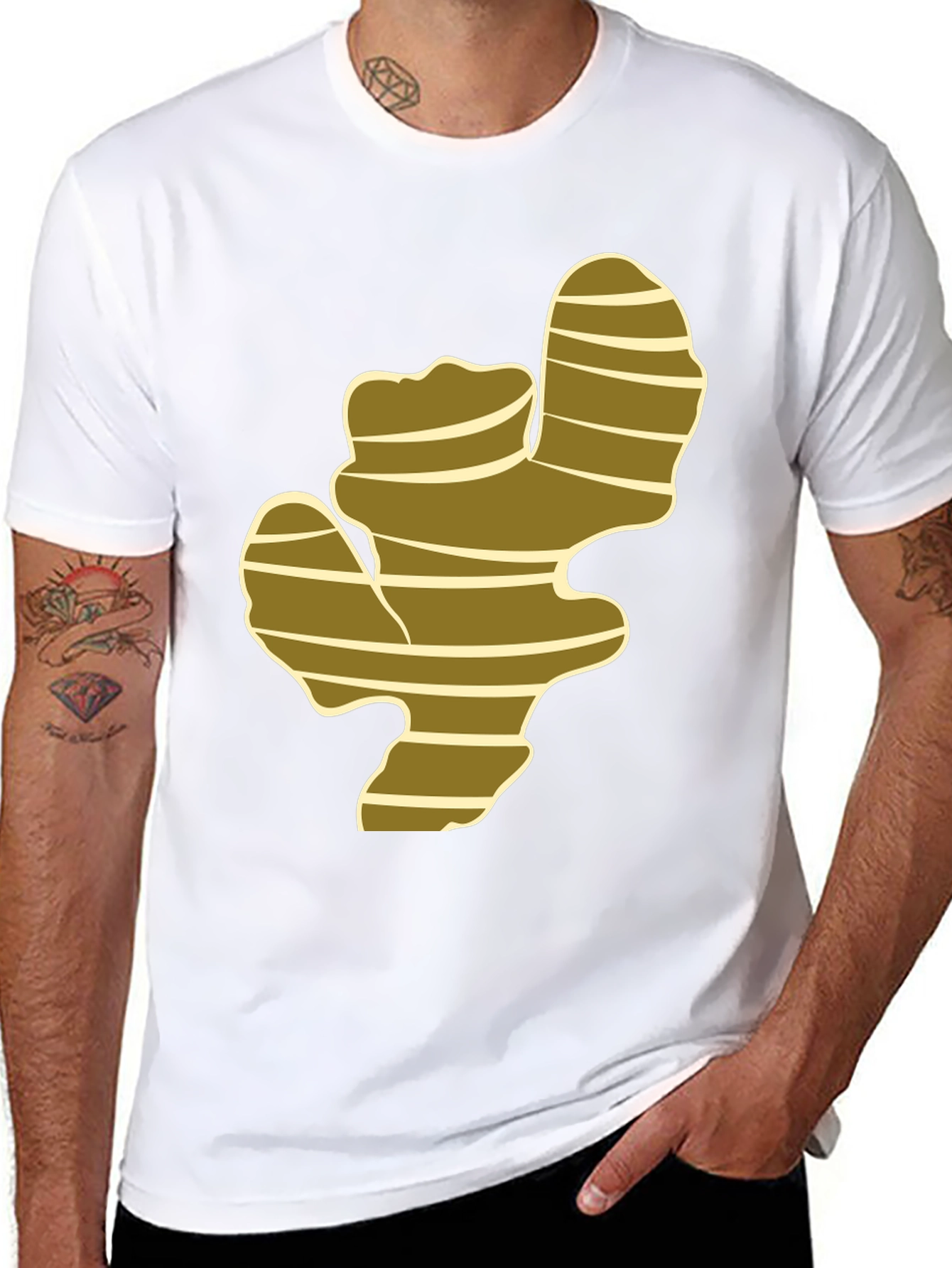 Black Ginger Root Graphic Print Black T-Shirt view 8