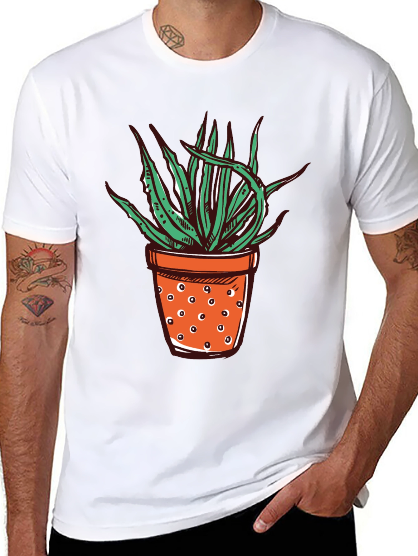Black Potted Plant Graphic Tee - Unique Design view 8