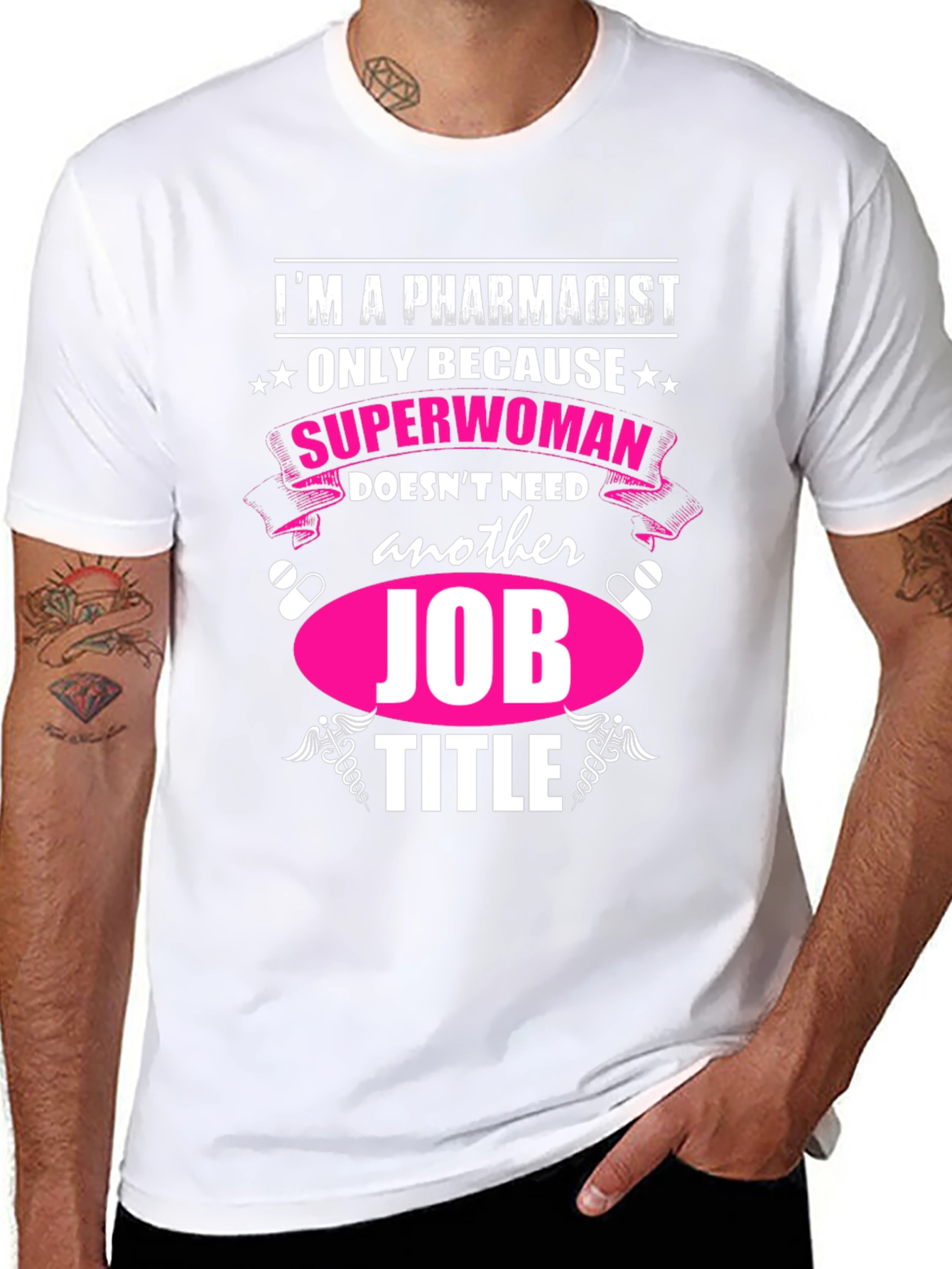 Black Pharmacist Superwoman T-Shirt - Funny Job Title Tee view 8