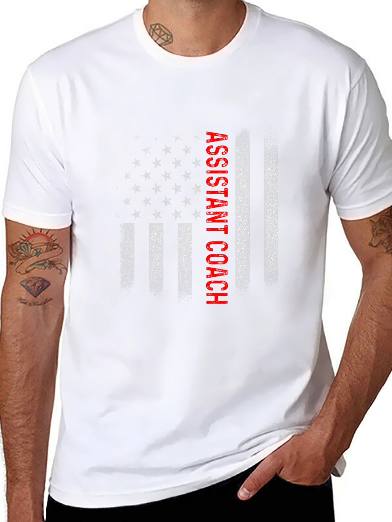 Black Assistant Coach American Flag T-Shirt view 8