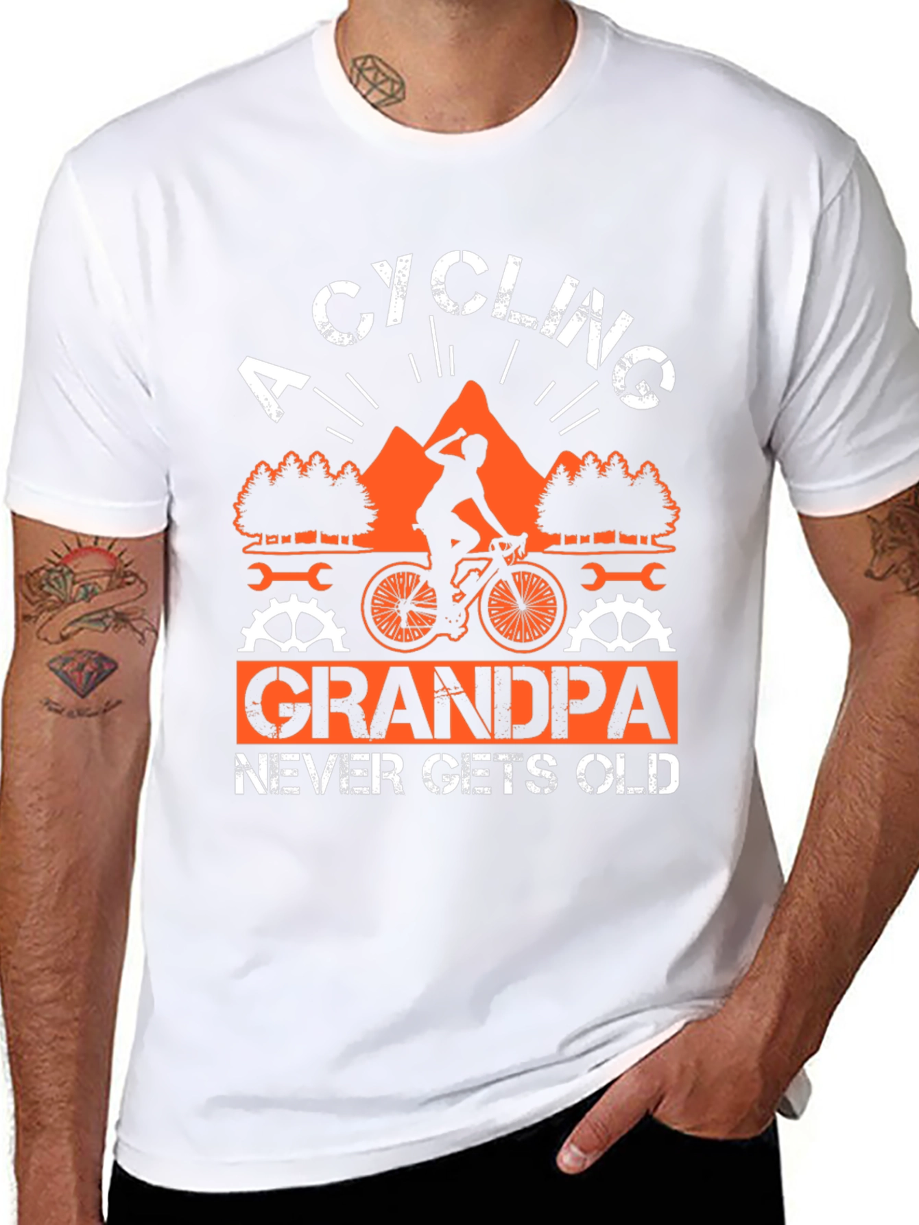 Black Cycling Grandpa T-Shirt - Never Gets Old view 8