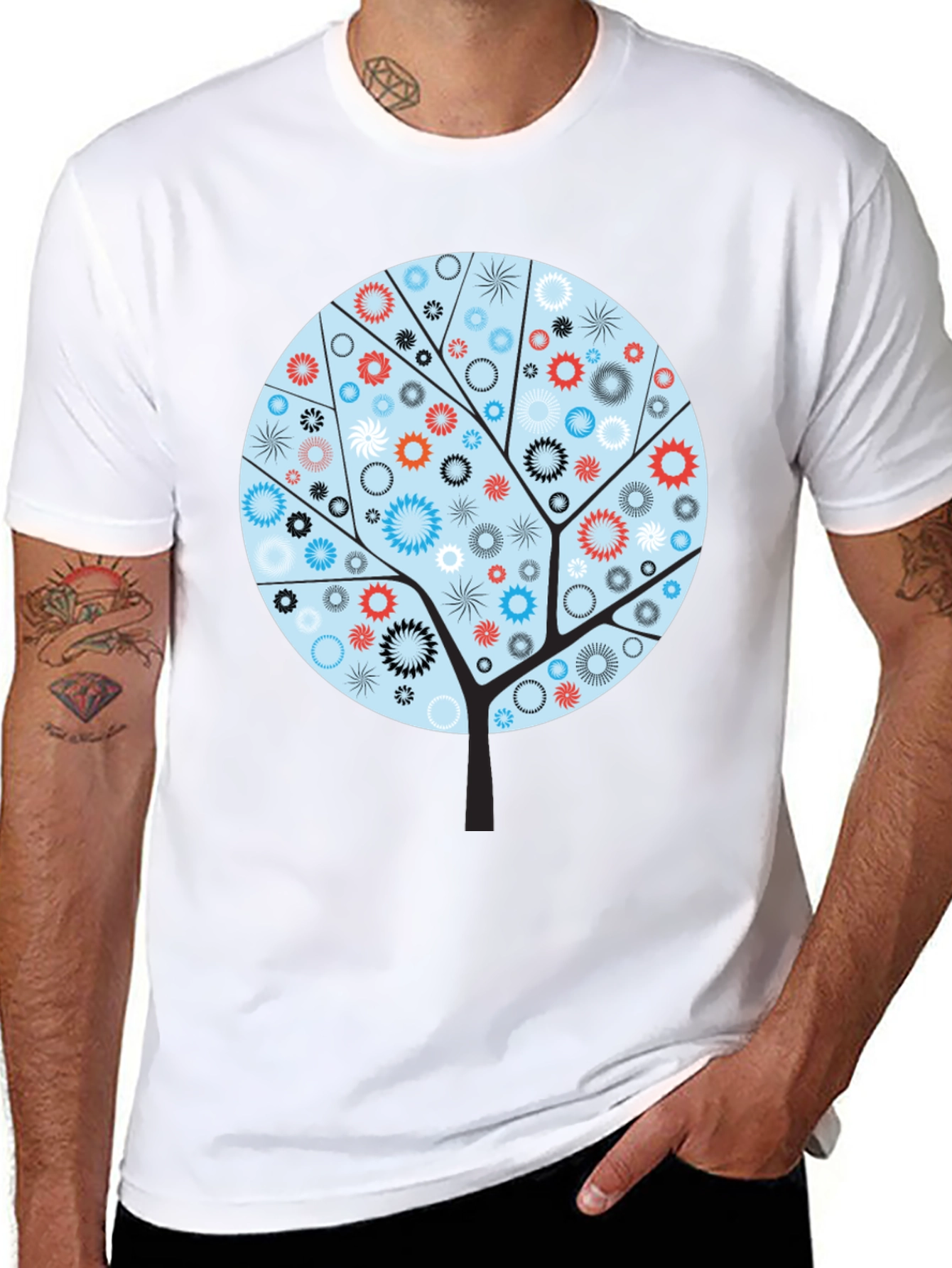 Black Abstract Floral Tree Graphic Tee - Modern Style view 8