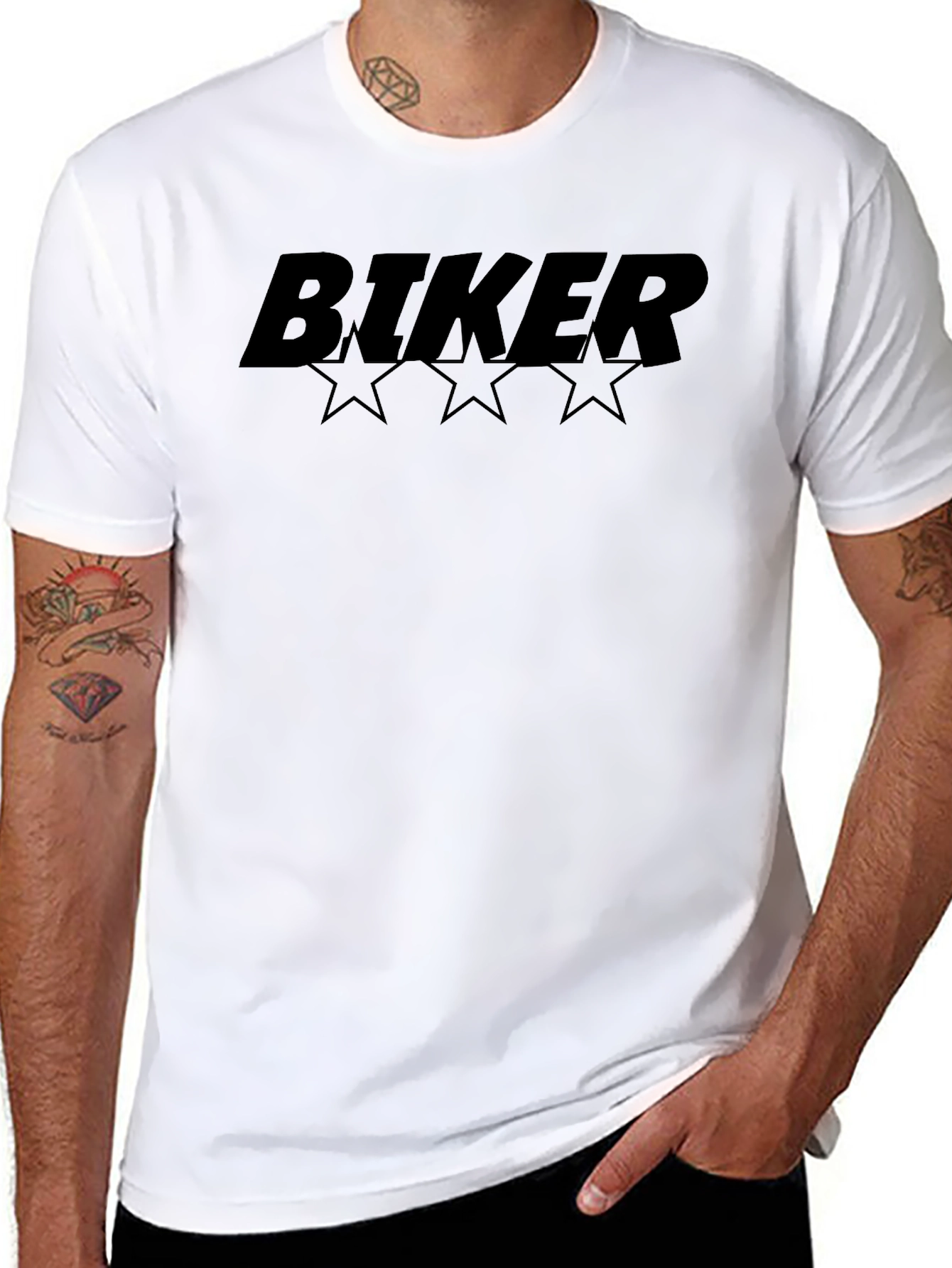 Black Biker Graphic Tee - Black Cotton Blend T-Shirt view 8