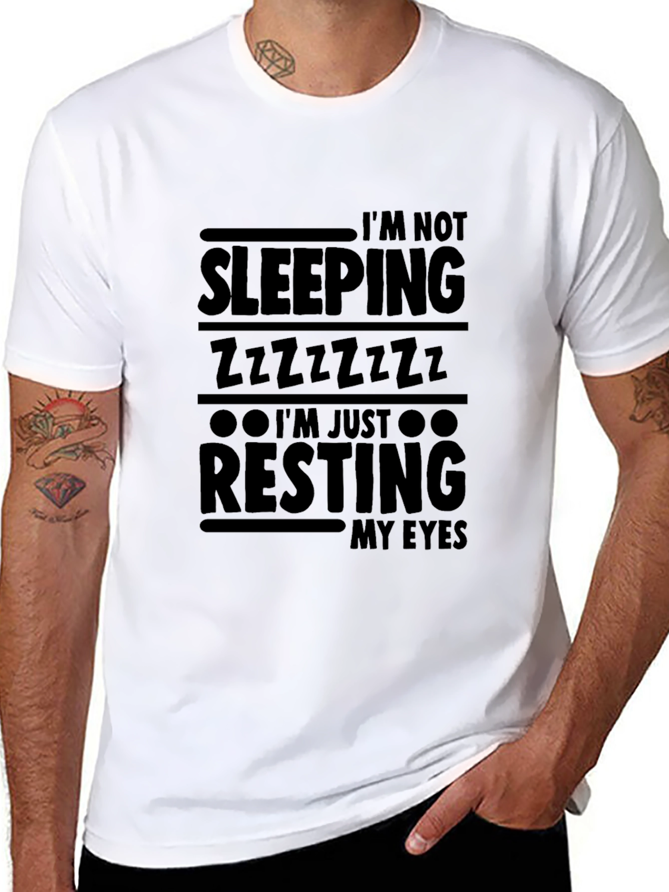 Black I'm Not Sleeping, Resting My Eyes Graphic Tee view 8
