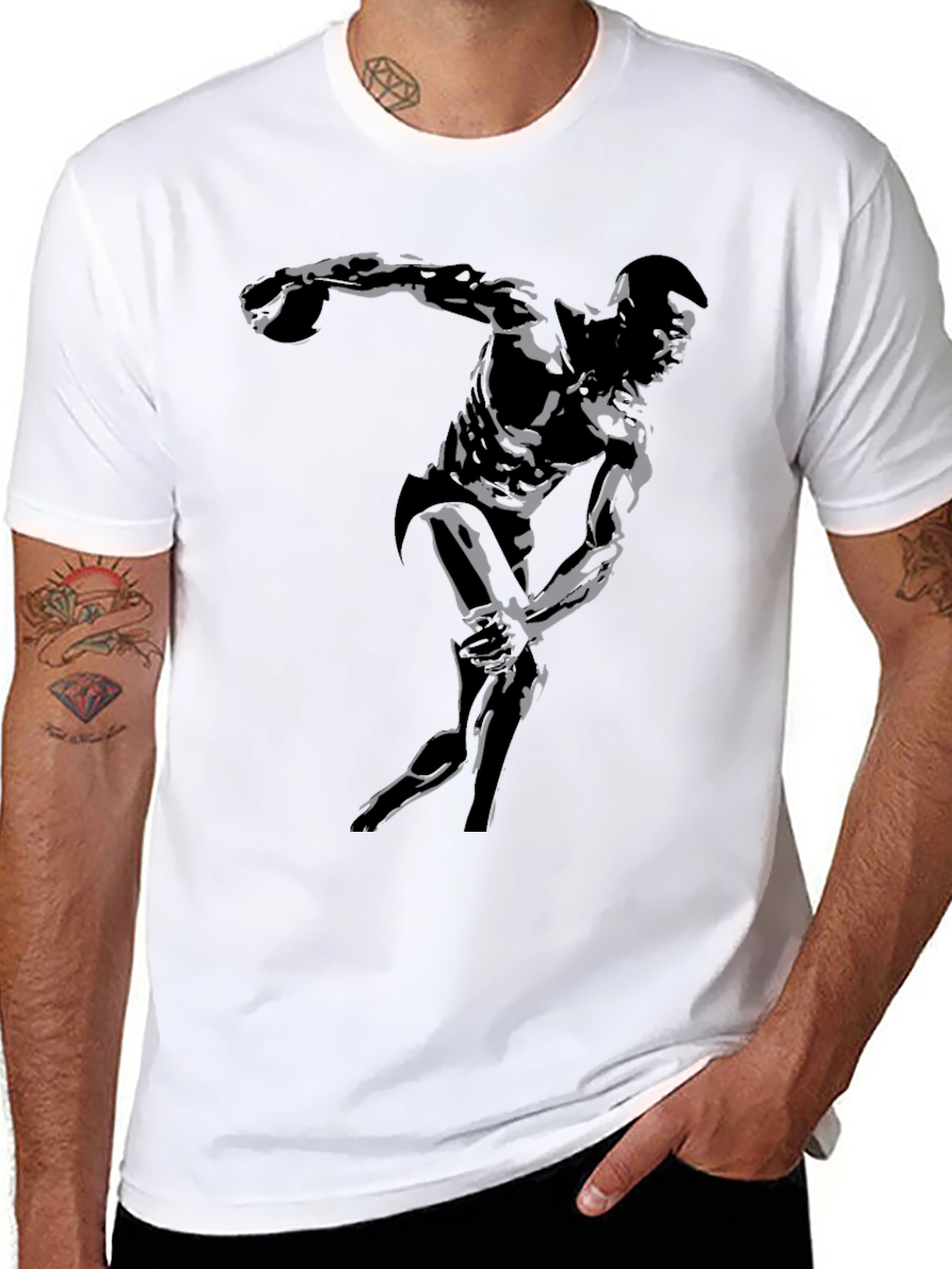 Black Athlete Graphic Tee - Black Cotton view 8