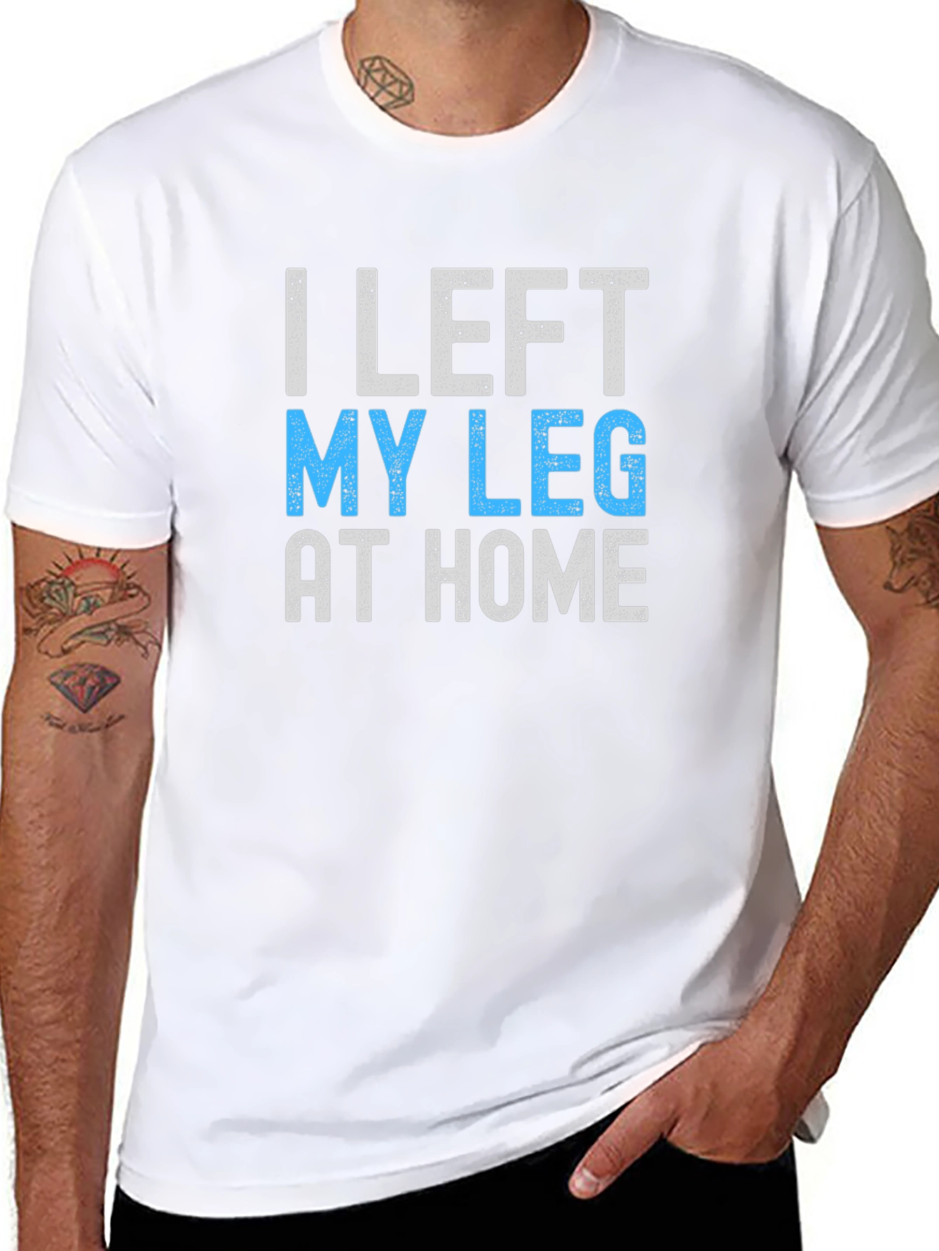 Black Humorous "I Left My Leg at Home" Graphic Tee view 8