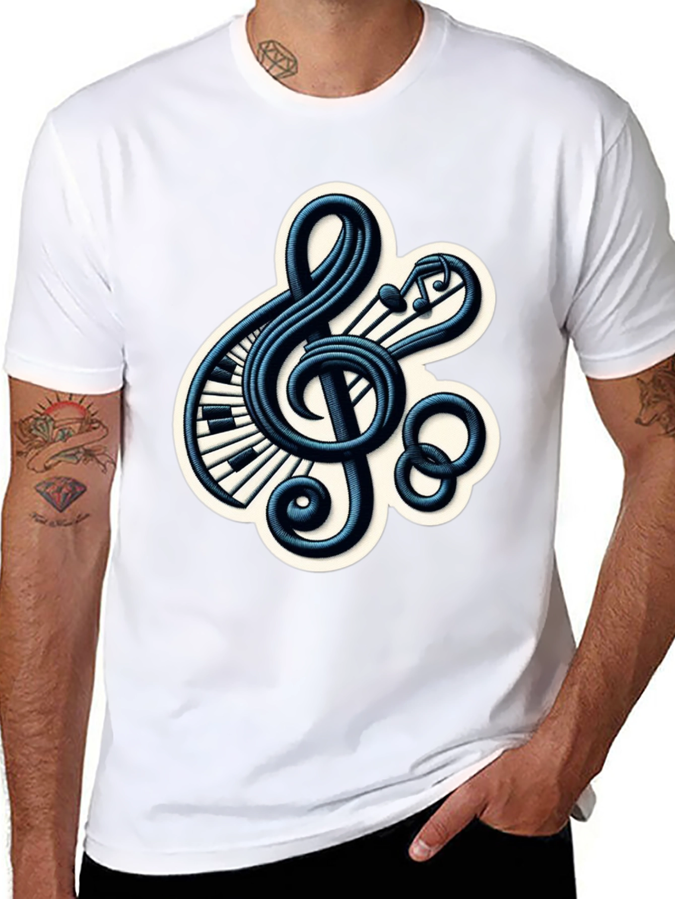 Black Musical Treble Clef Graphic Tee view 8