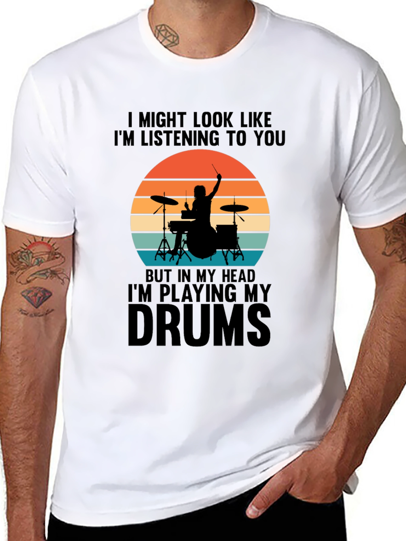 Black Drummer Graphic Tee - "I'm Playing My Drums" view 8