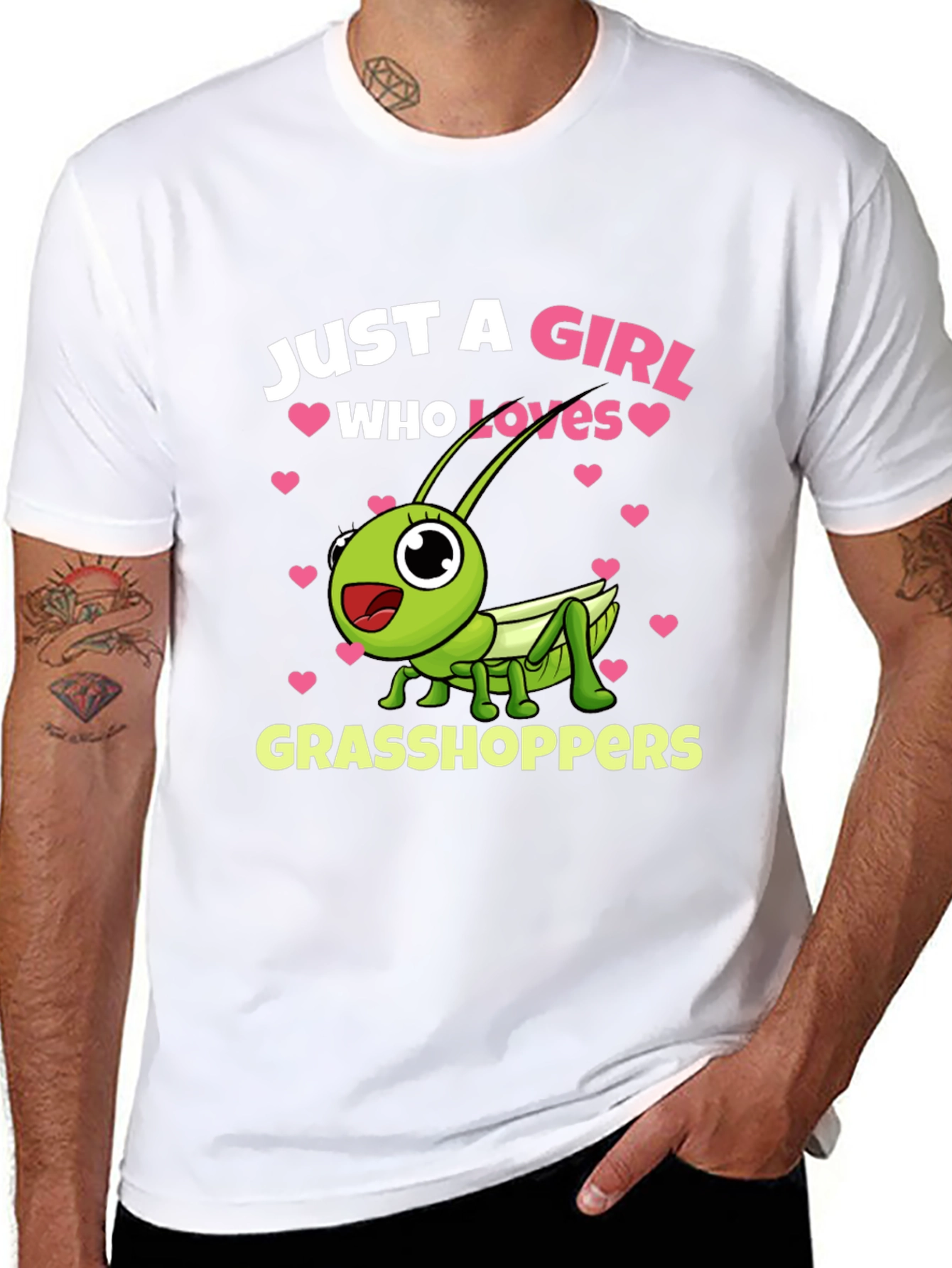 Black Just a Girl Who Loves Grasshoppers T-Shirt view 8