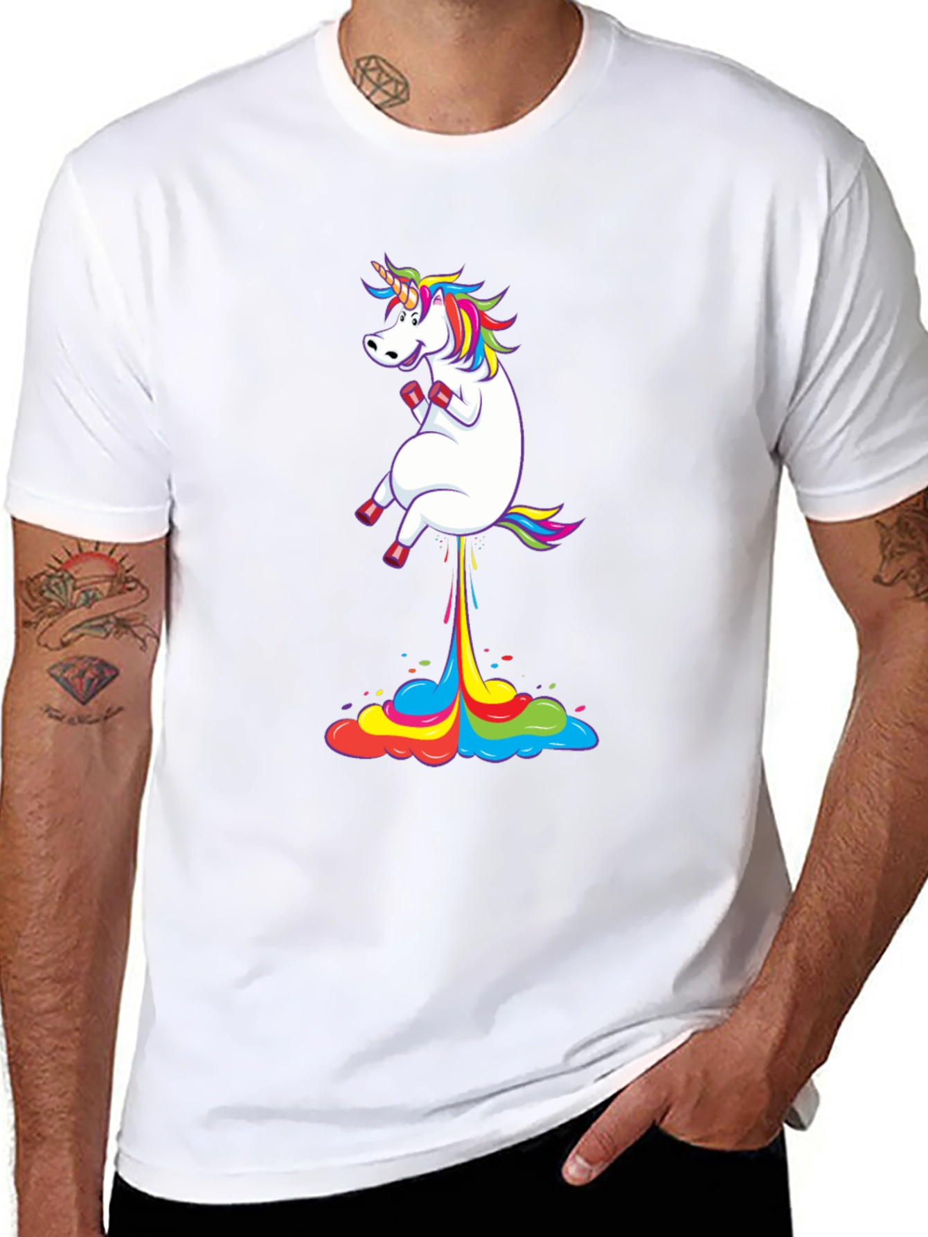Black Unicorn Rainbow Fart T-Shirt Funny Novelty Tee view 8