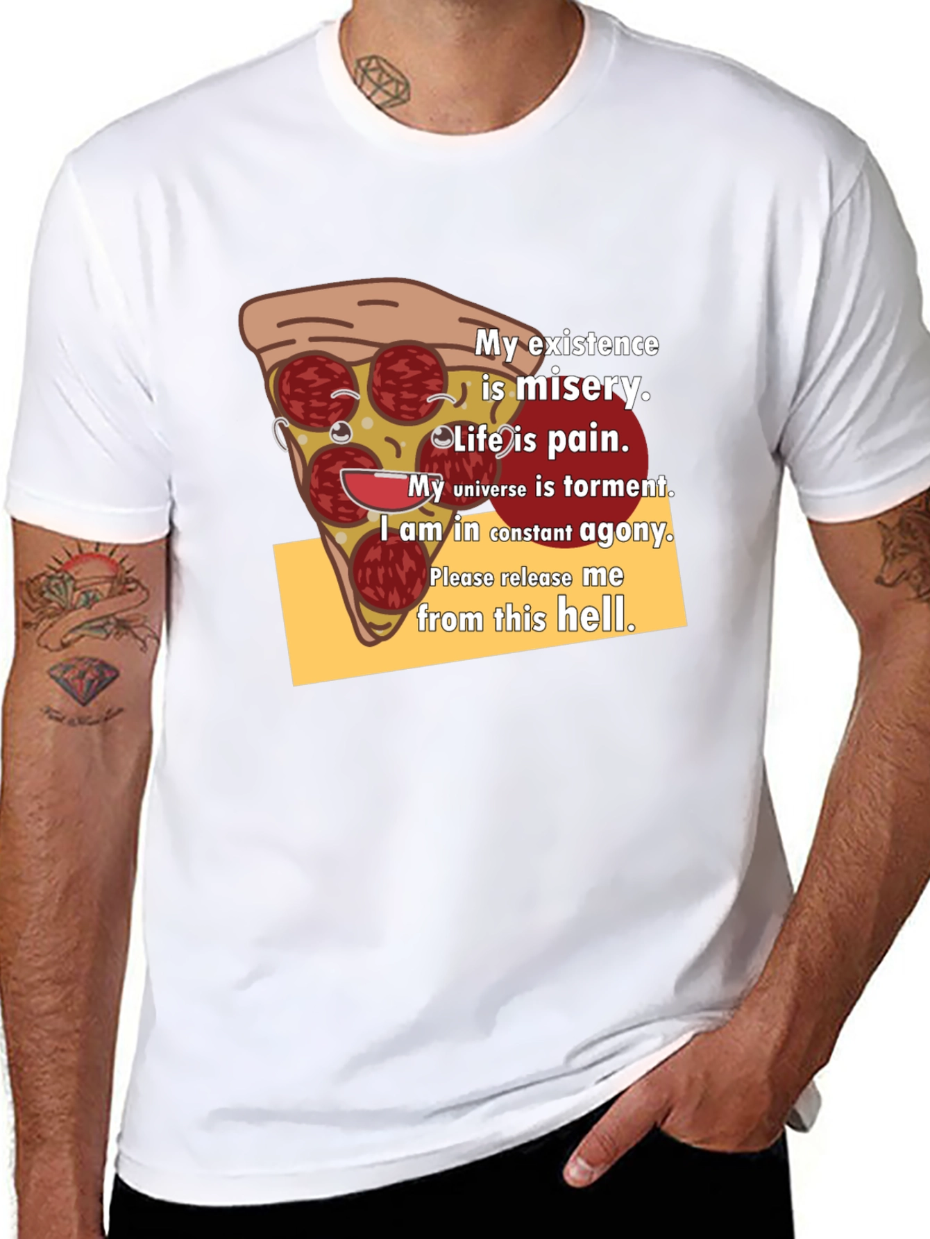 Pizza Slice Graphic Tee - Existential Misery T-Shirt - 8
