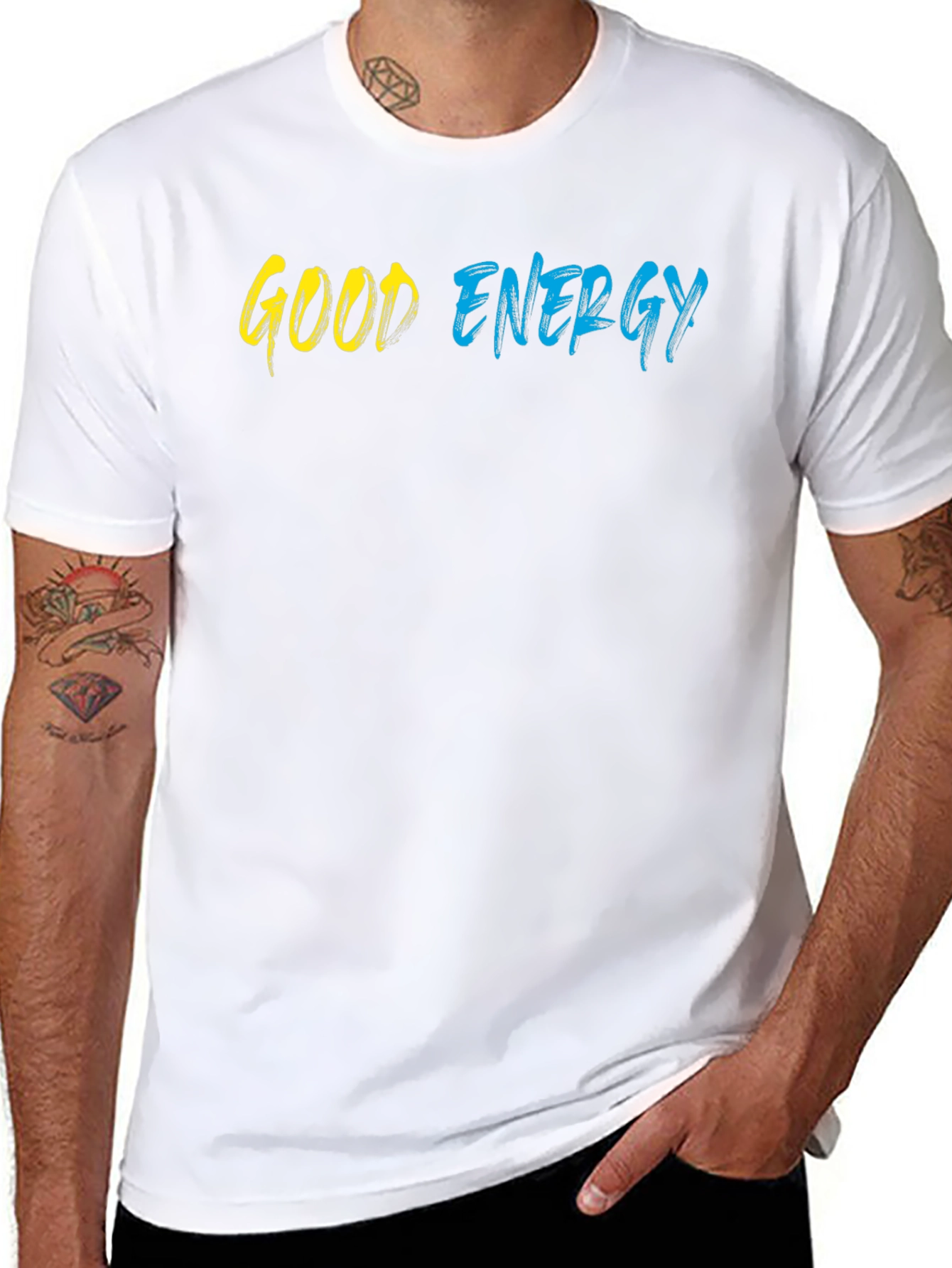 Black Good Energy Graphic Tee - Stylish Black T-Shirt view 8