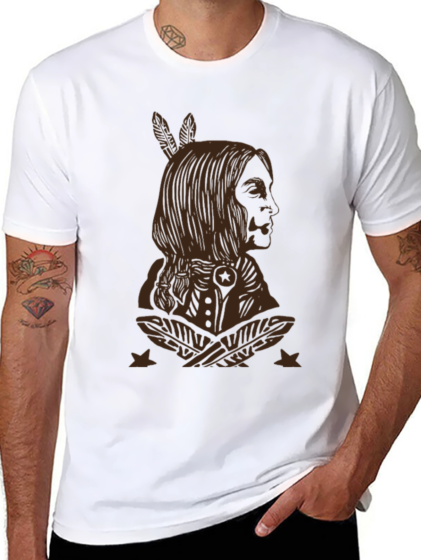 Black Native American Graphic Tee - Stylish Black T-Shirt view 8