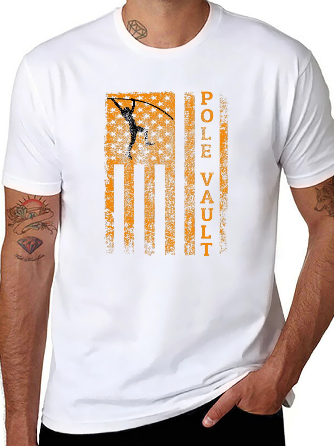 Black Pole Vault USA Flag Graphic Tee view 8