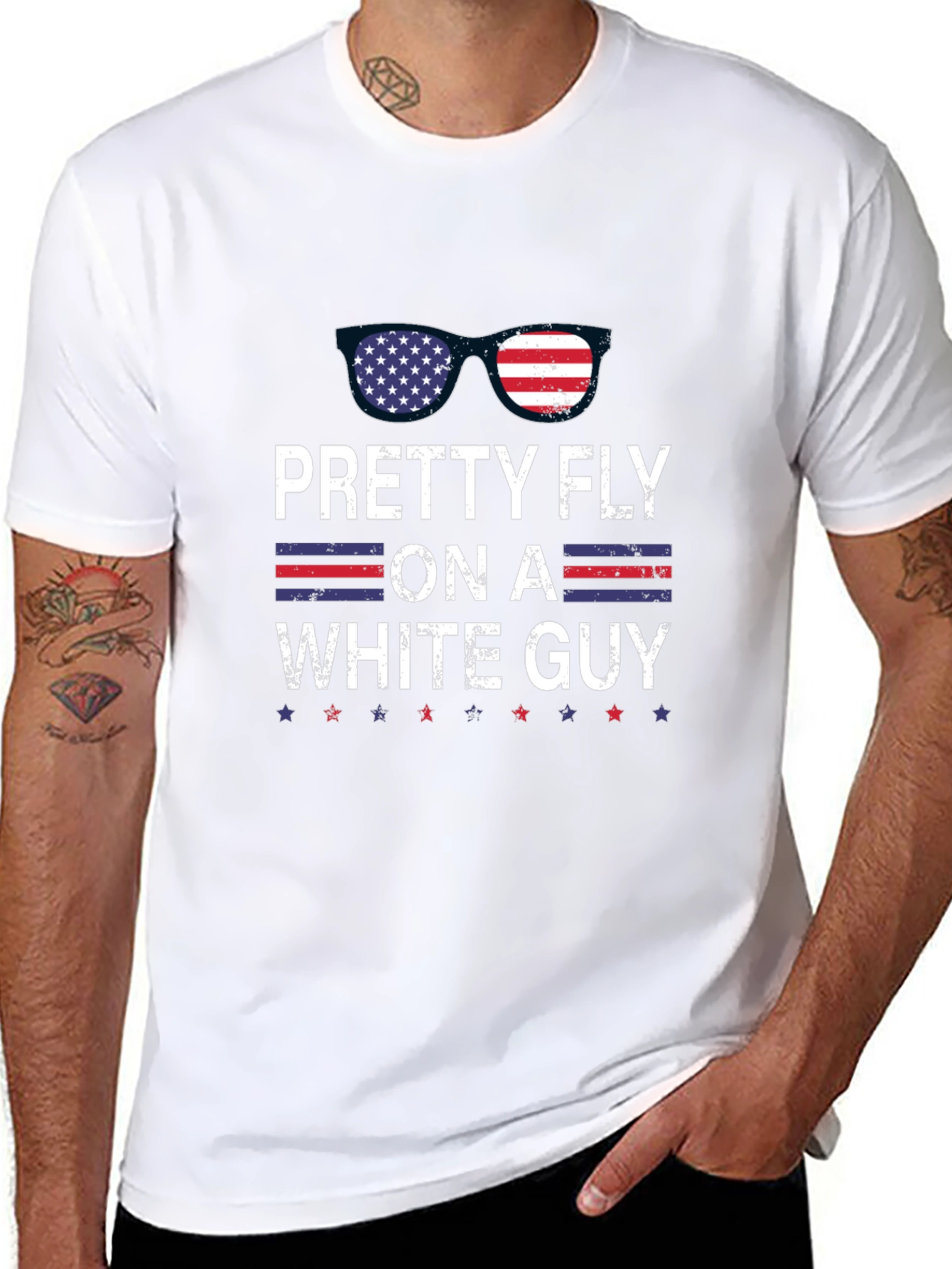 Black Pretty Fly On A White Guy Patriotic T-Shirt view 8