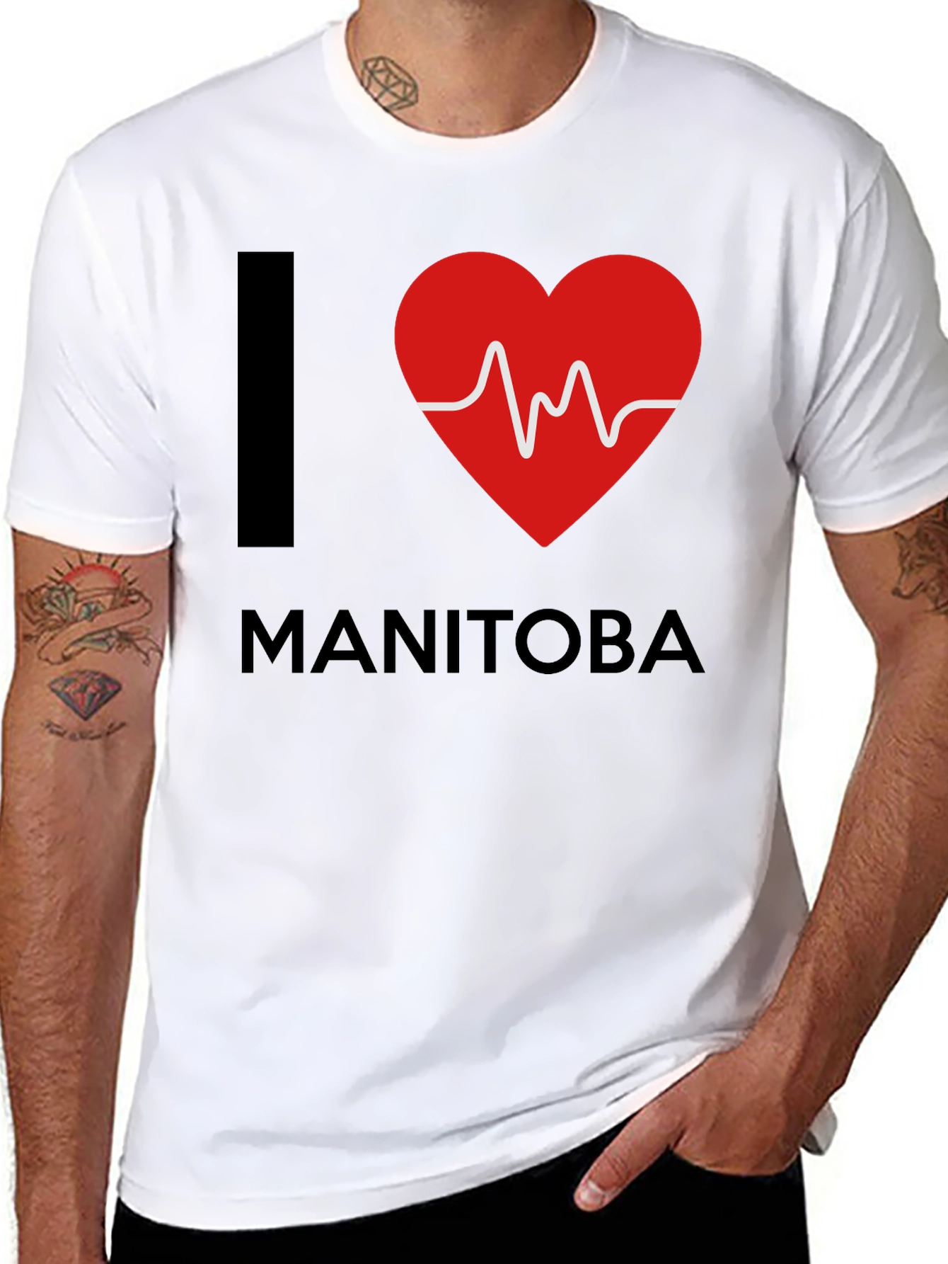 Black I Heart Manitoba T-Shirt - Black Crew Neck Tee view 8