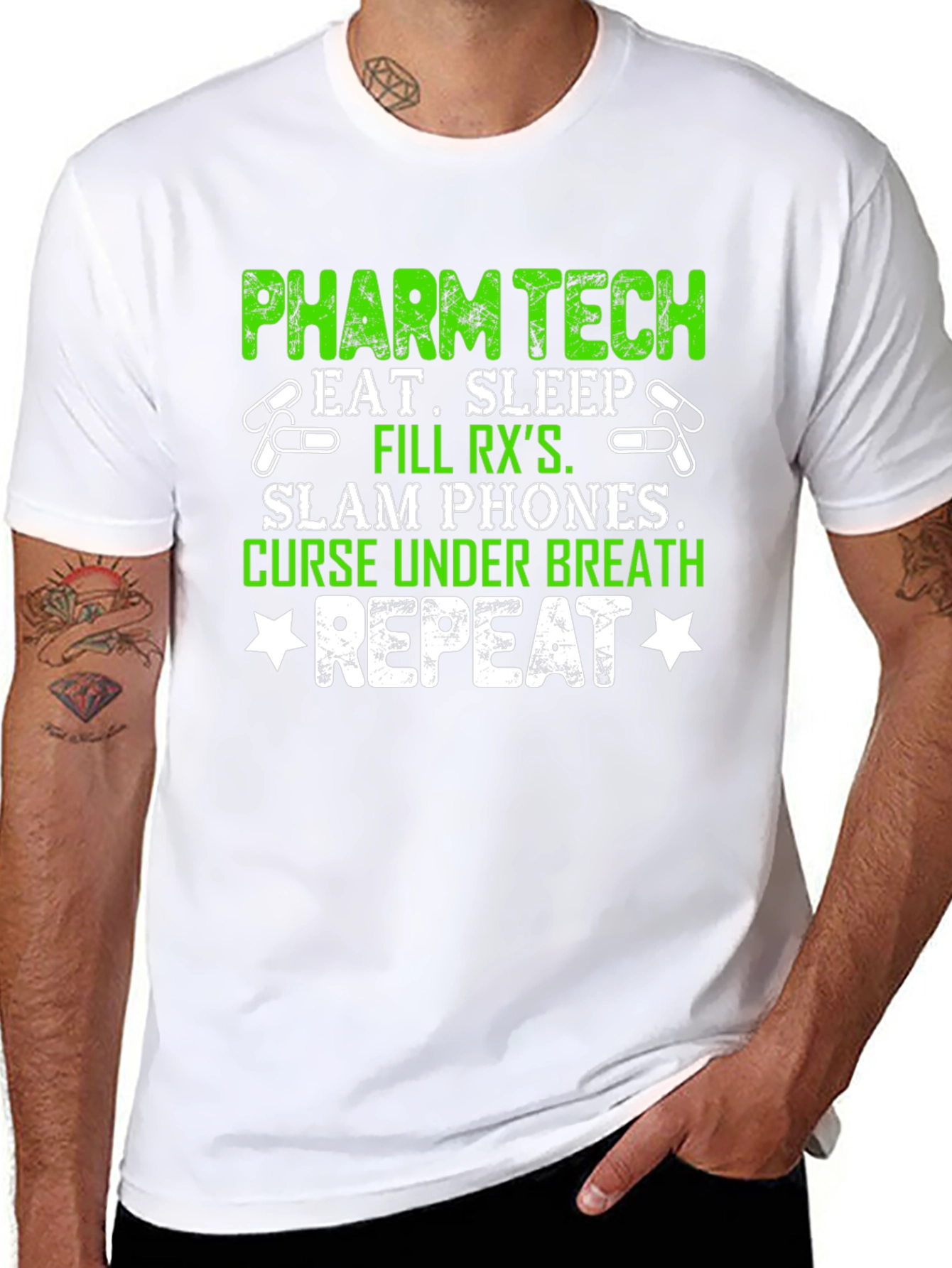 Black Pharm Tech Eat Sleep T-Shirt view 8