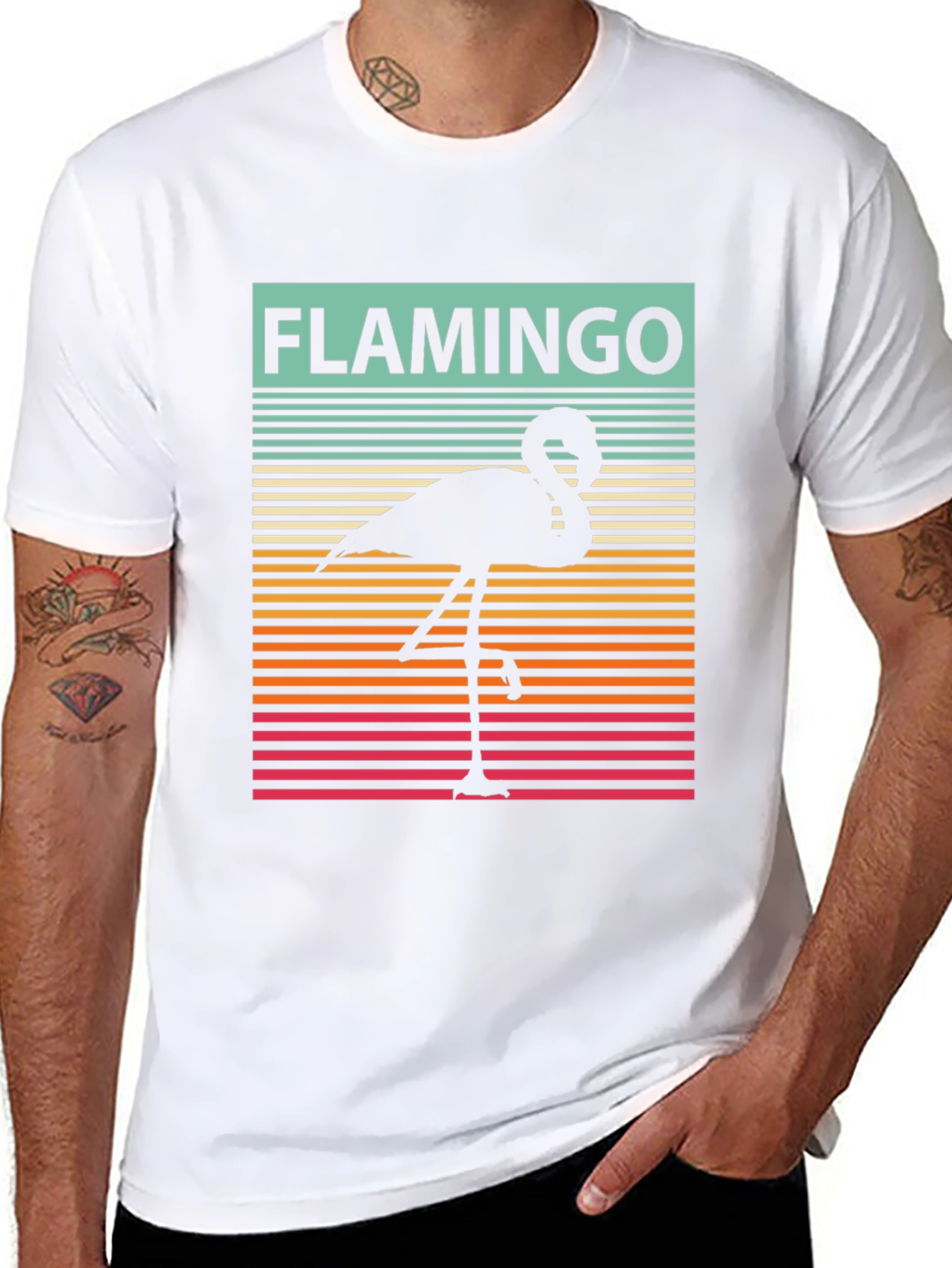 Black Retro Flamingo Graphic Tee view 8
