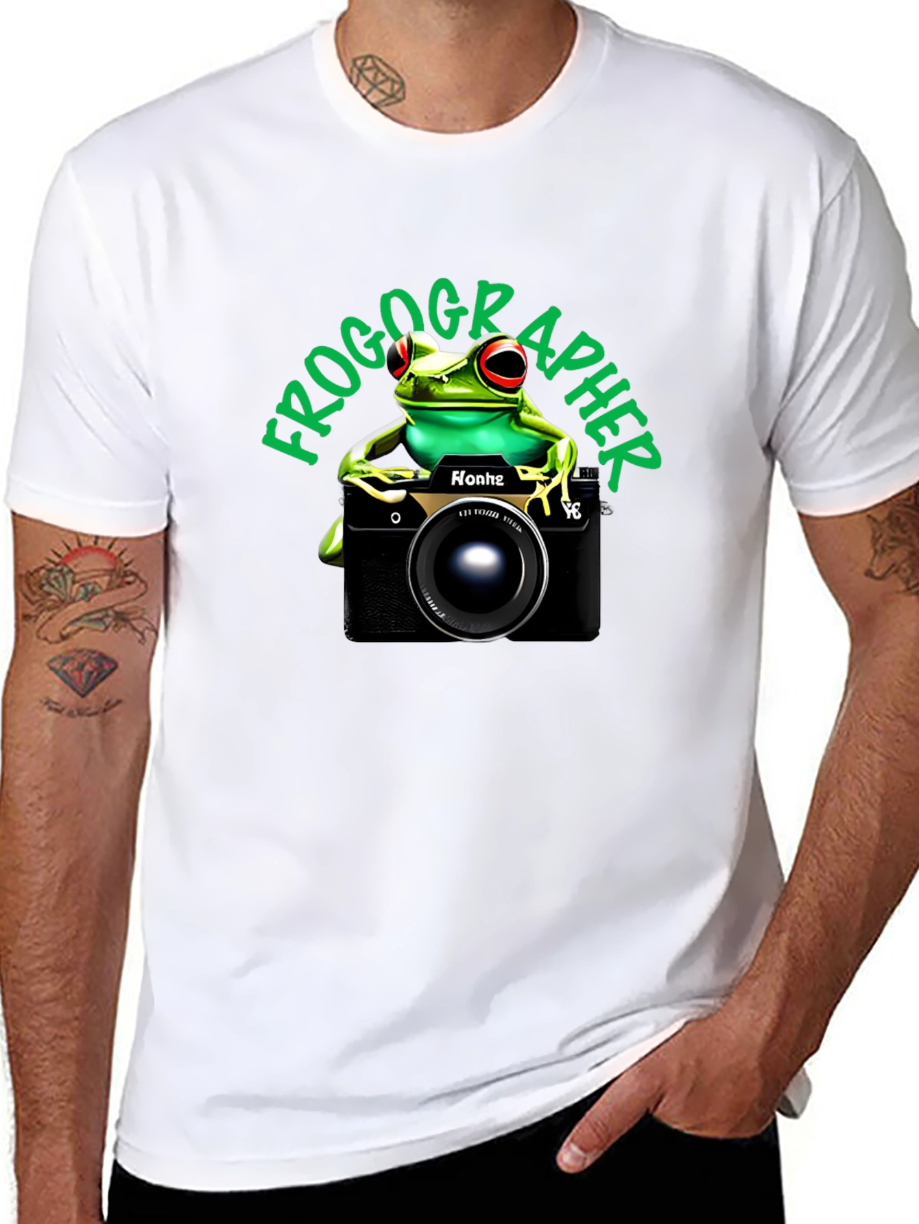 Black Frogographer T-Shirt: Cute Frog Camera Graphic Tee view 8